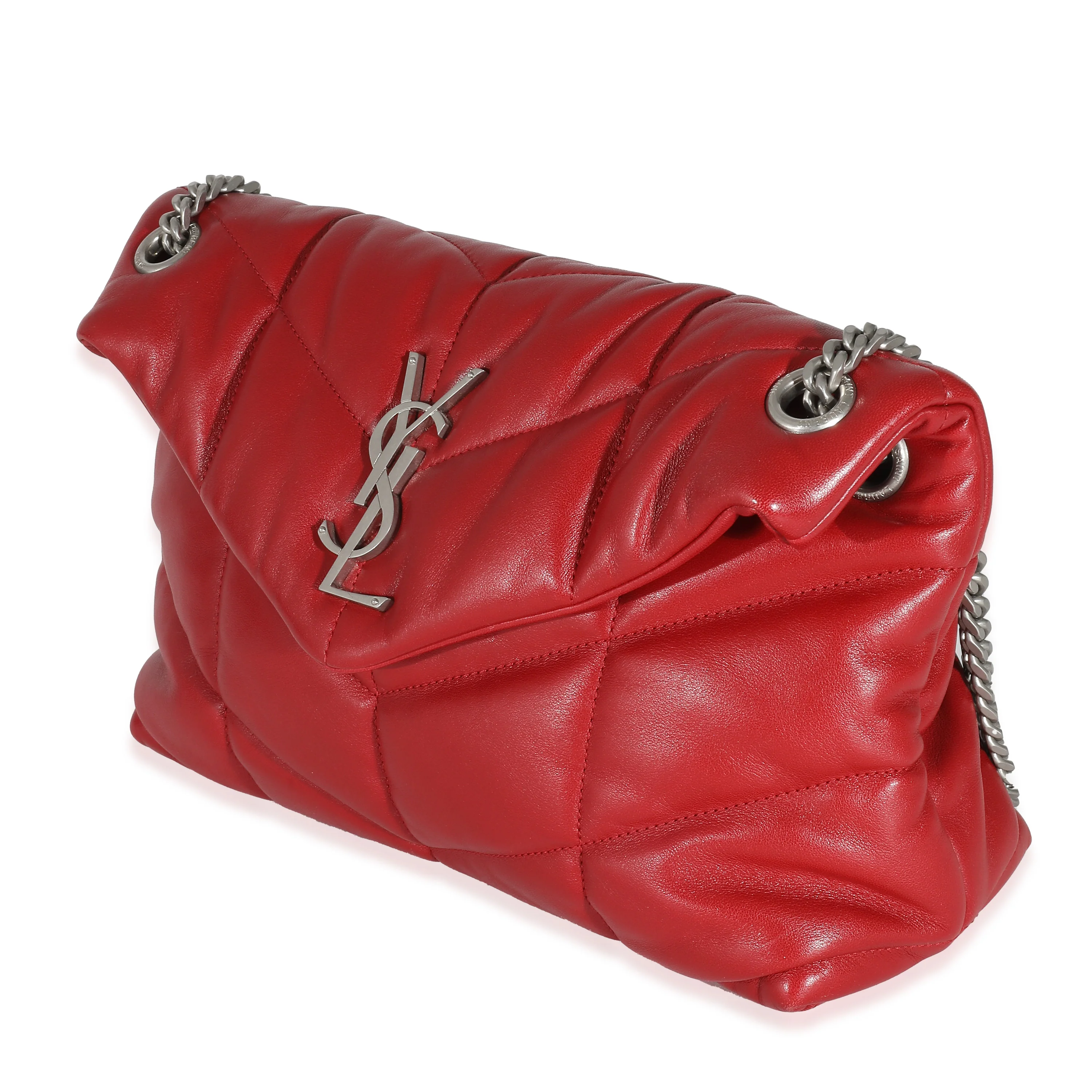 Red Quilted Lambskin Small Loulou Puffer - Image 2