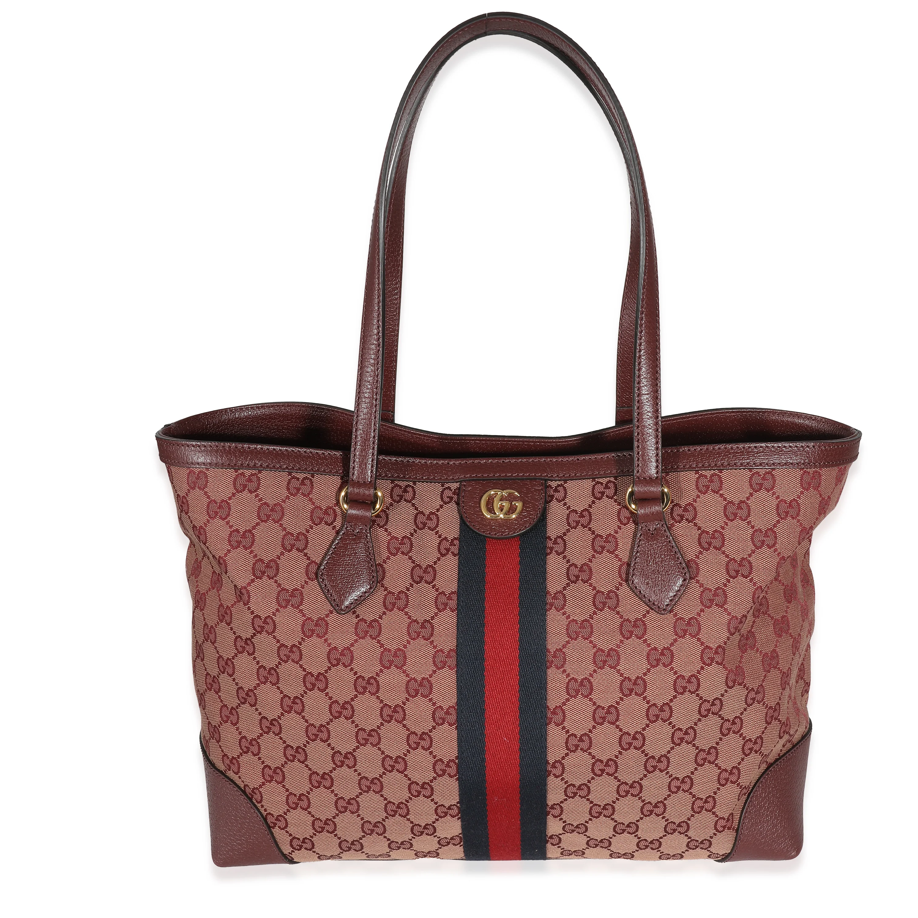 Burgundy GG Canvas Medium Ophidia Tote