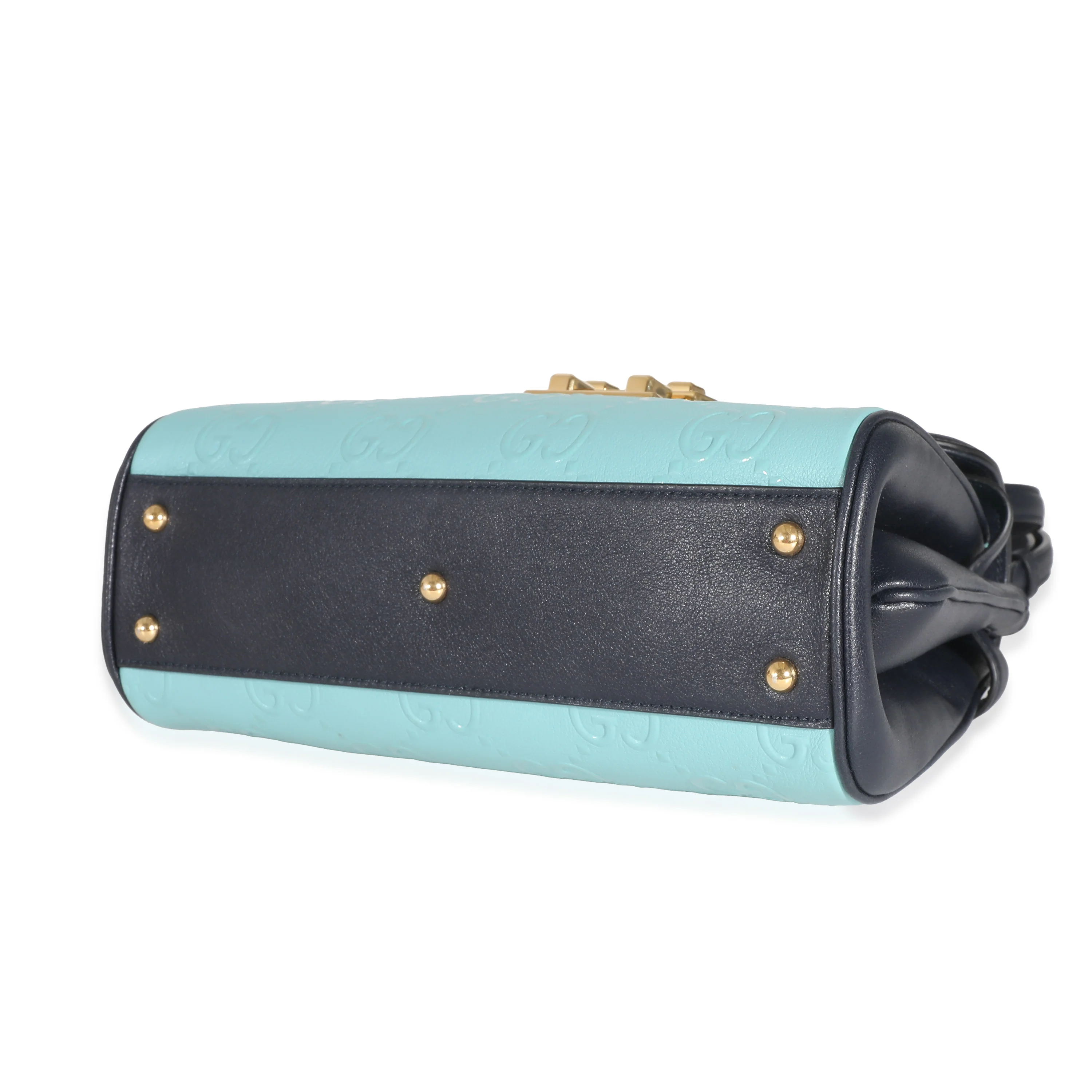 Blue Wonka Grain Calfskin GG Monogram Top Handle Bag - Image 6