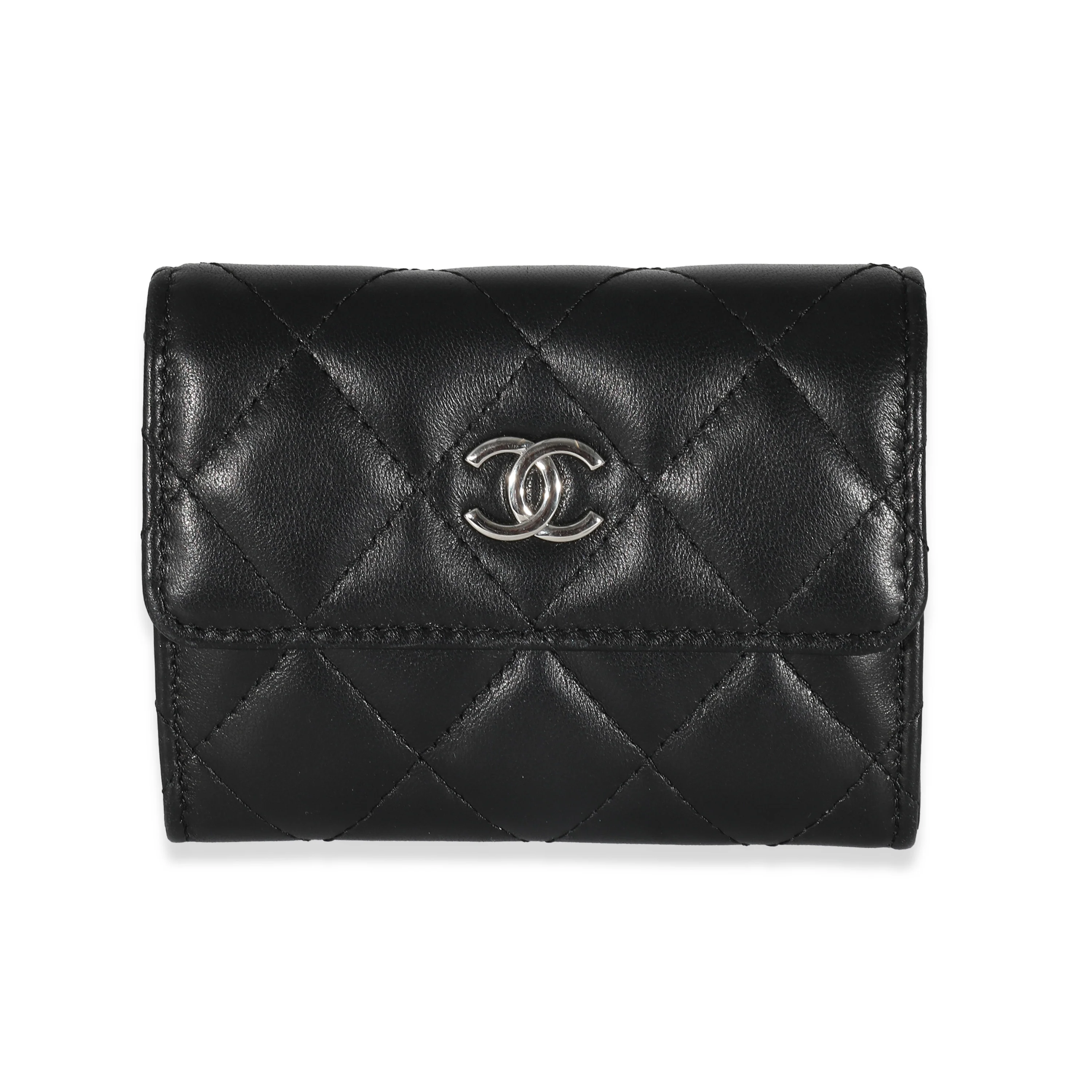Chanel Black Quilted Lambskin Mini Clutch With Chain