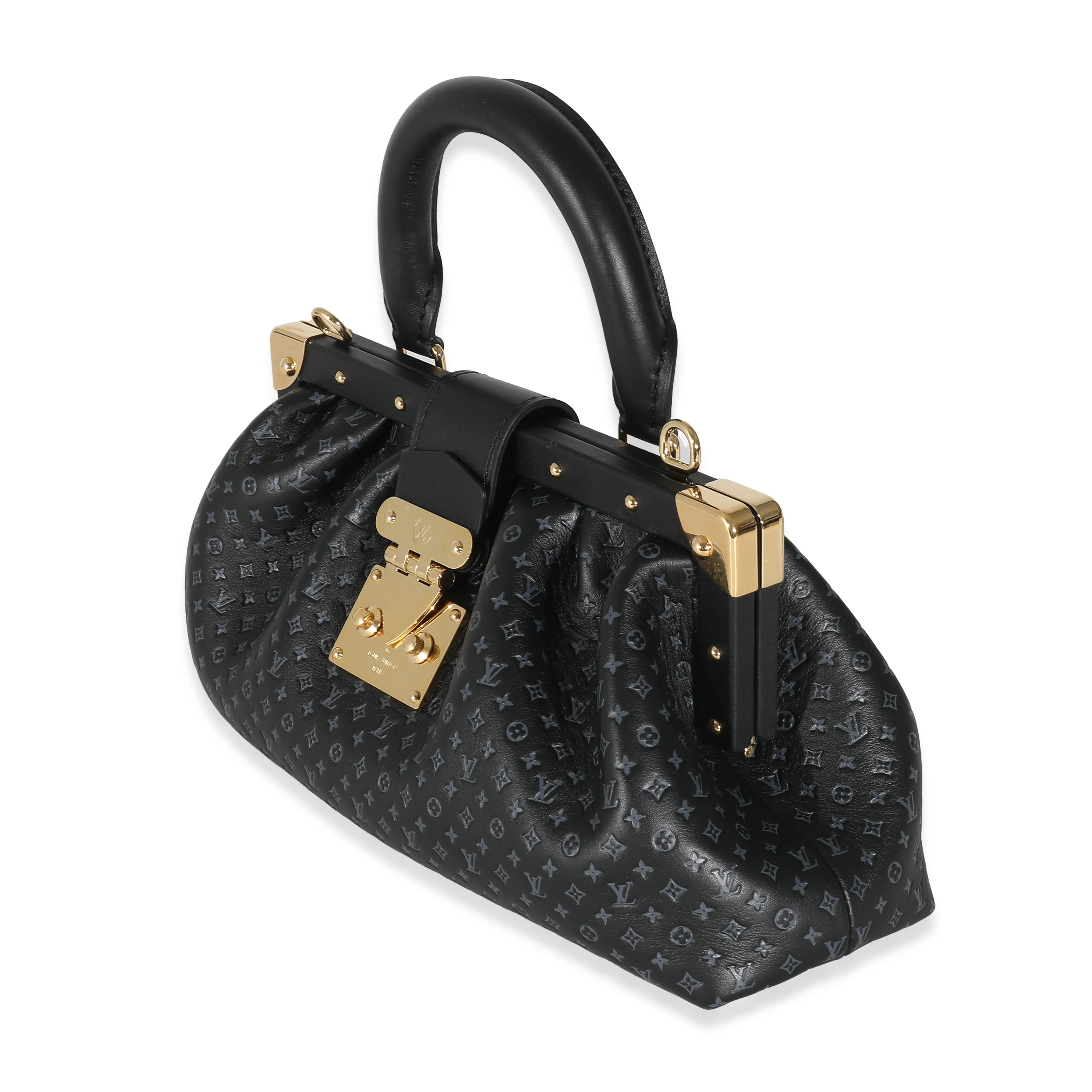 Black Embossed Calfskin Nanogram Clutch - Image 2