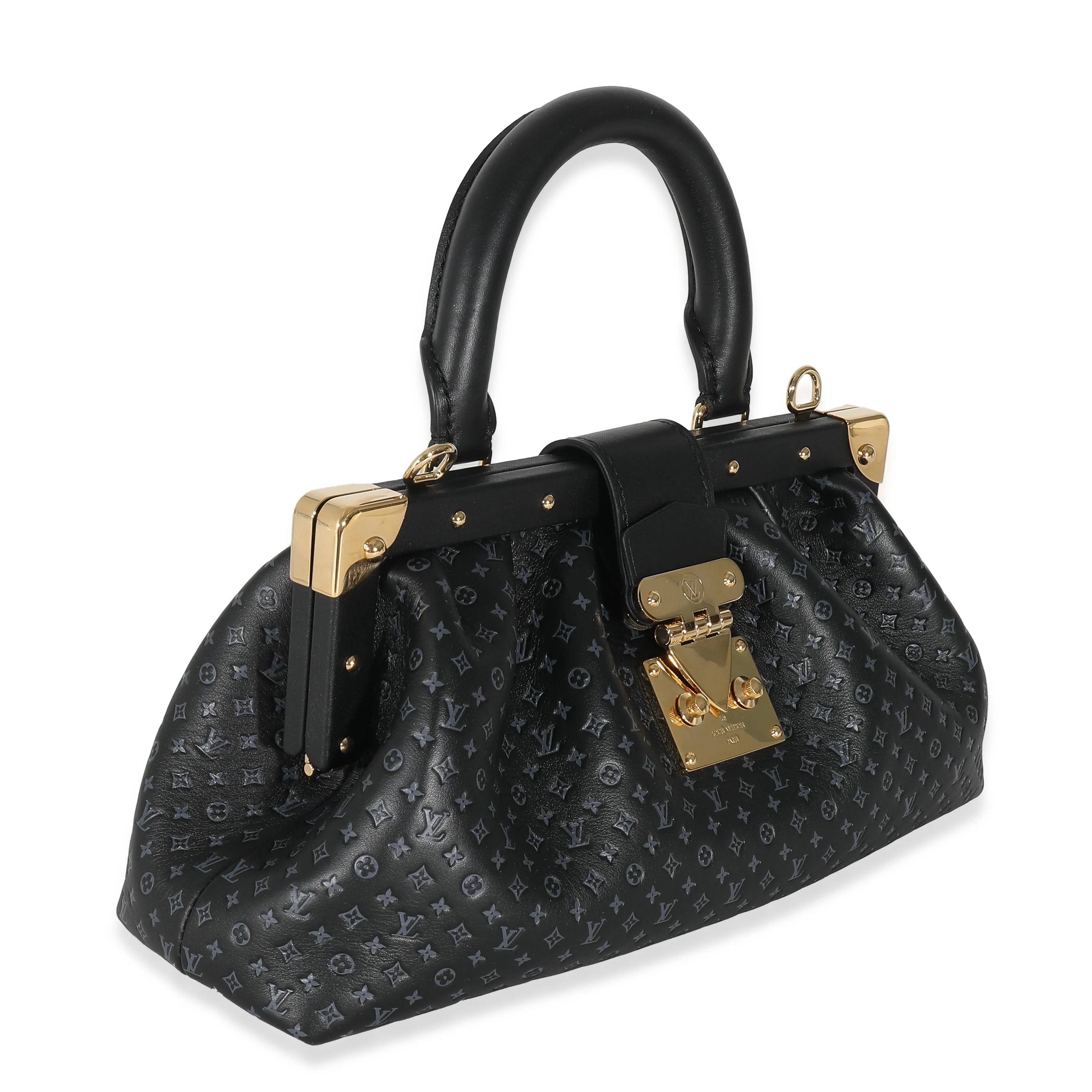 Black Embossed Calfskin Nanogram Clutch - Image 3