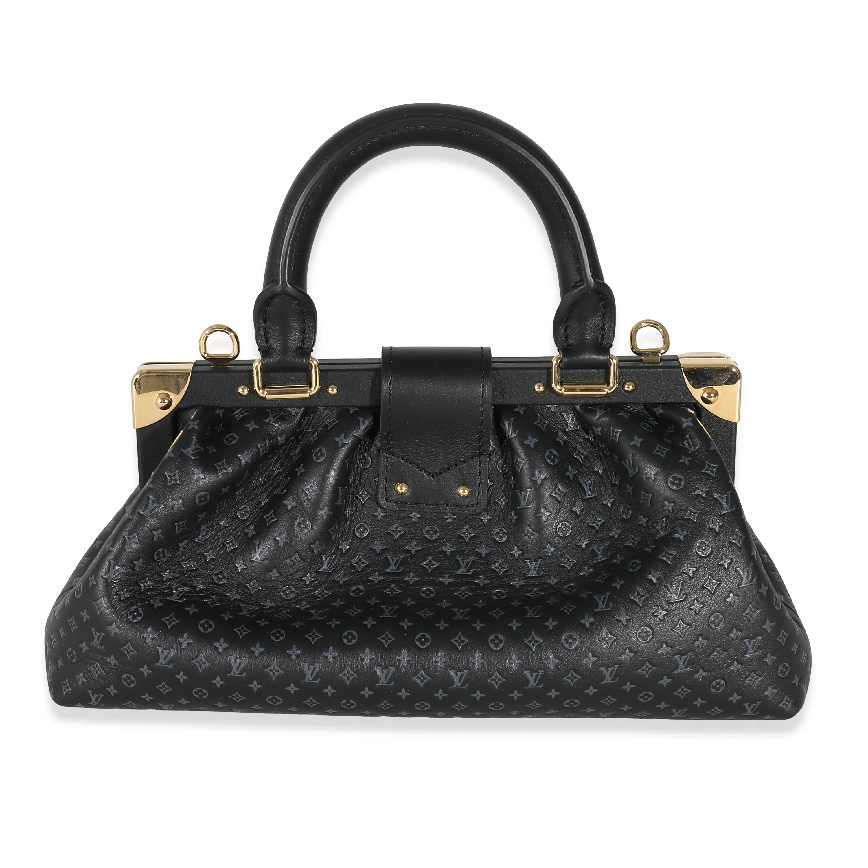 Black Embossed Calfskin Nanogram Clutch - Image 4