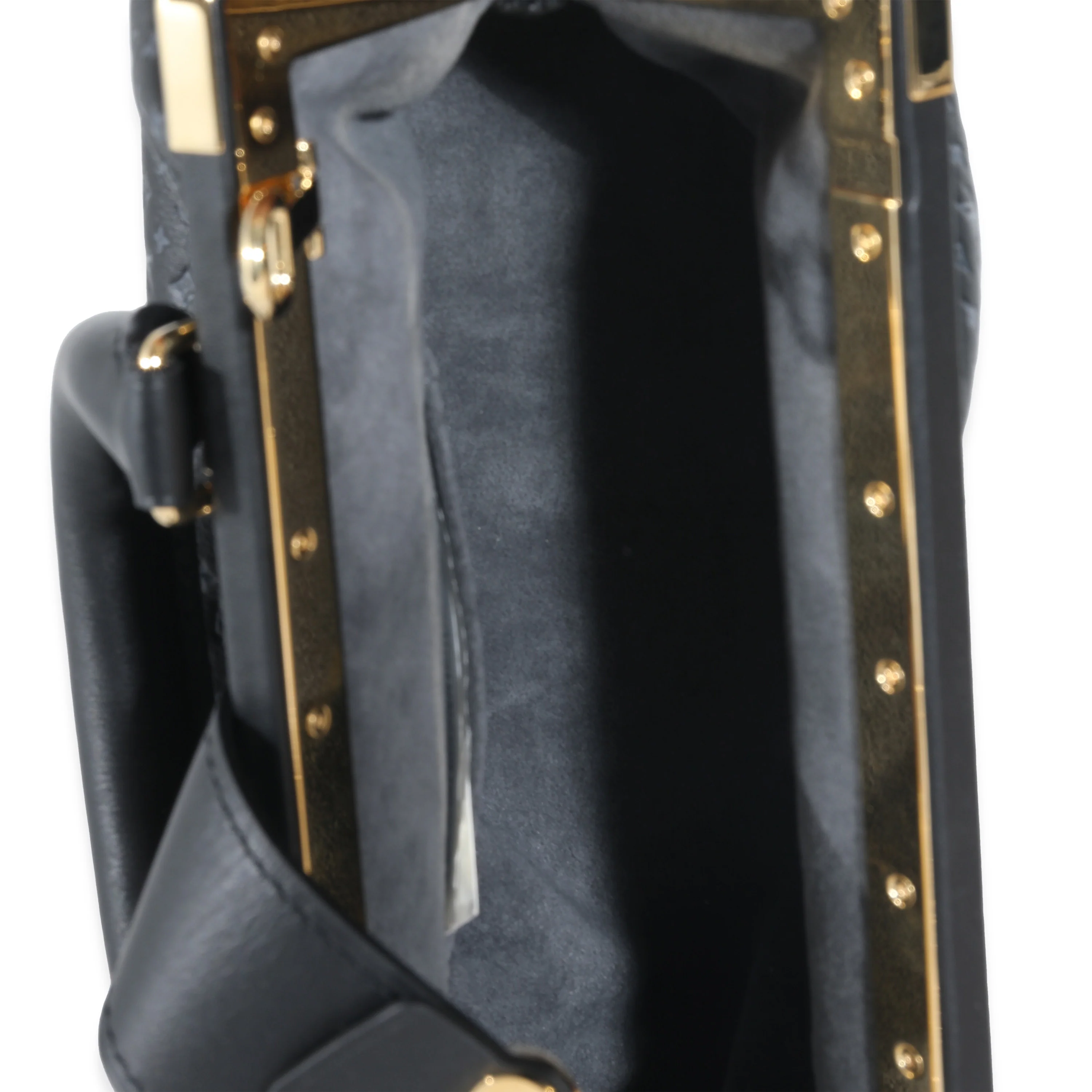 Black Embossed Calfskin Nanogram Clutch - Image 8