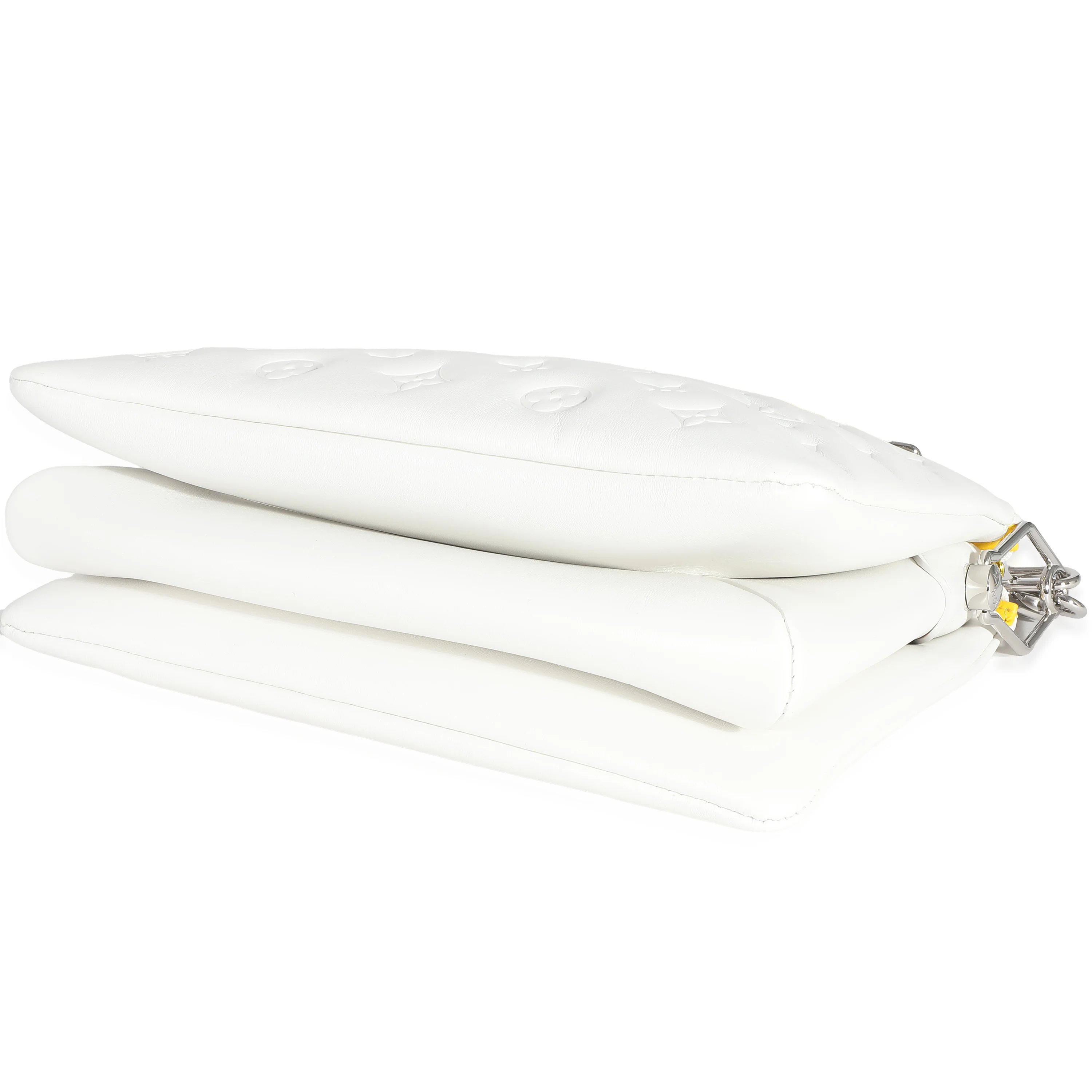 x YK White Monogram Embossed Puffy Lambskin Coussin PM - Image 8