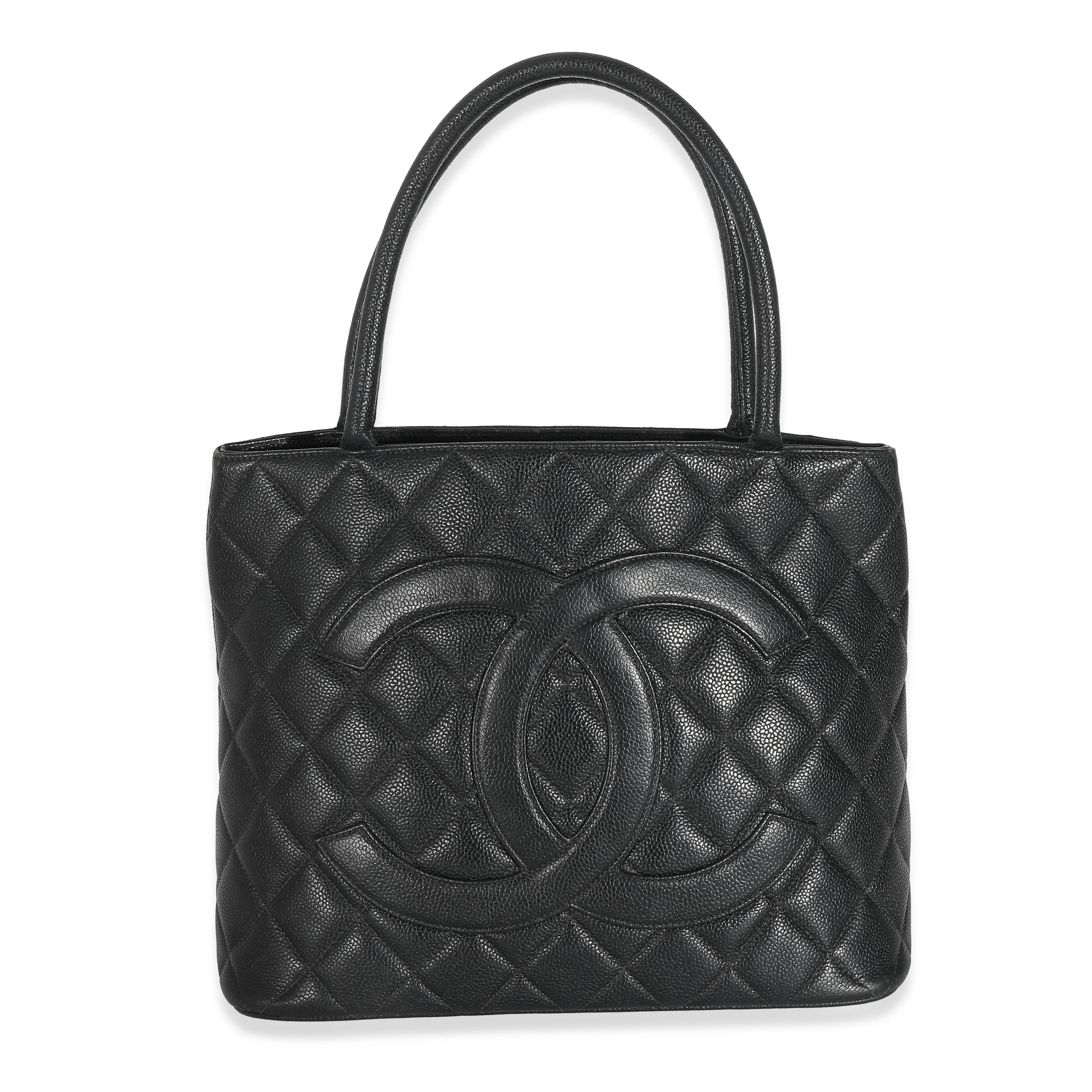 Chanel Black Quilted Caviar Medallion Tote