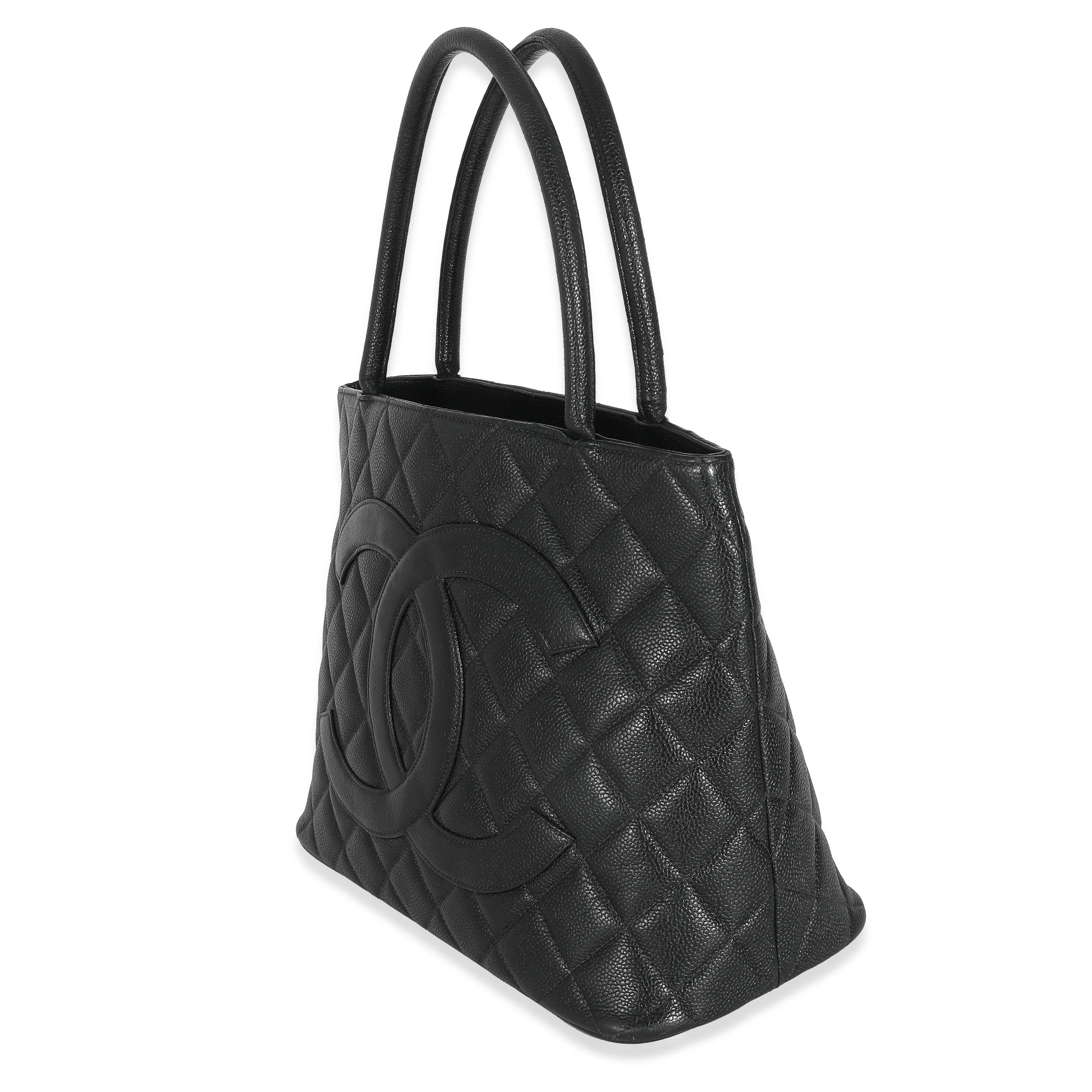 Chanel Black Quilted Caviar Medallion Tote - Image 2