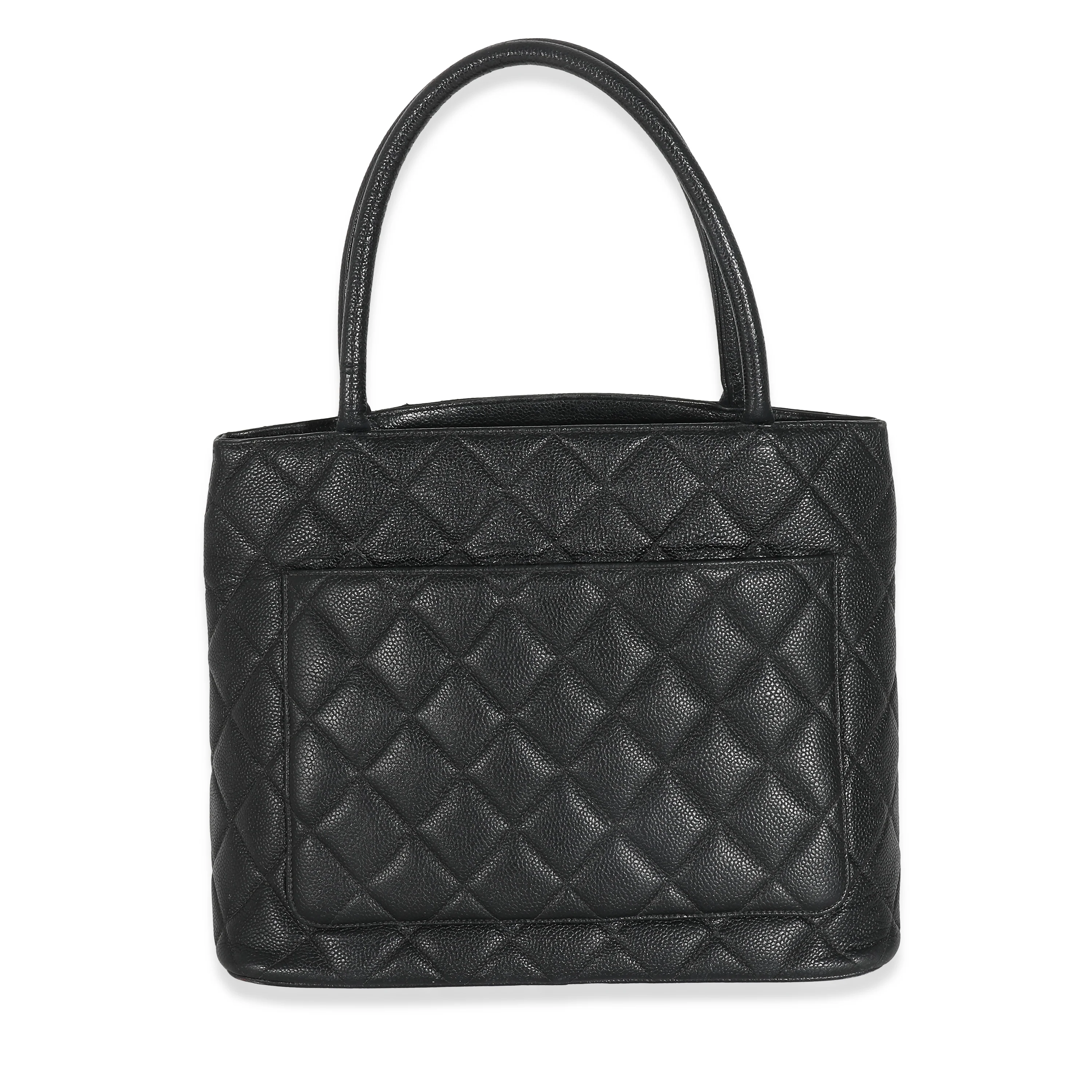 Chanel Black Quilted Caviar Medallion Tote - Image 5