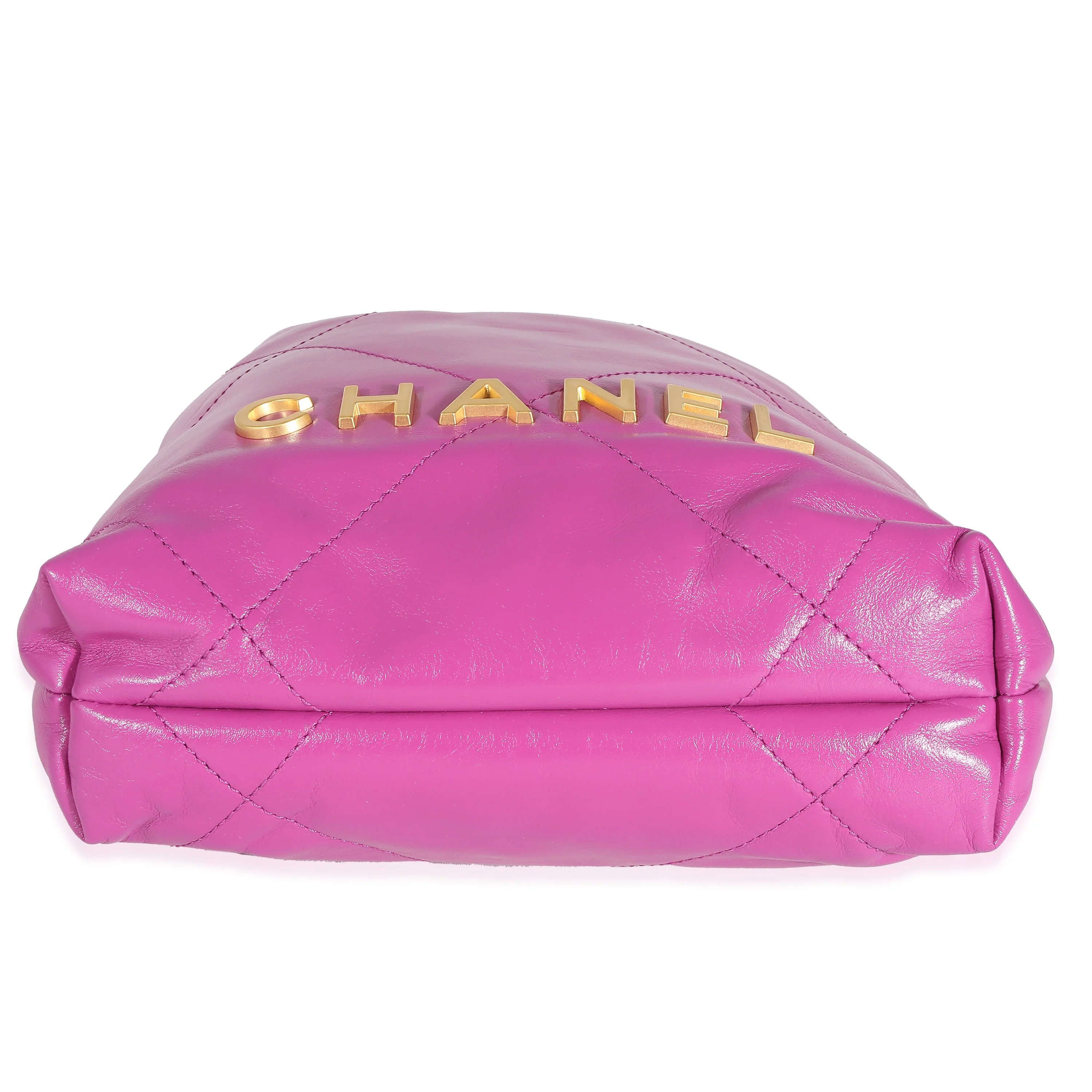 Purple Shiny Quilted Calfskin Mini Chanel 22 Hobo - Image 6