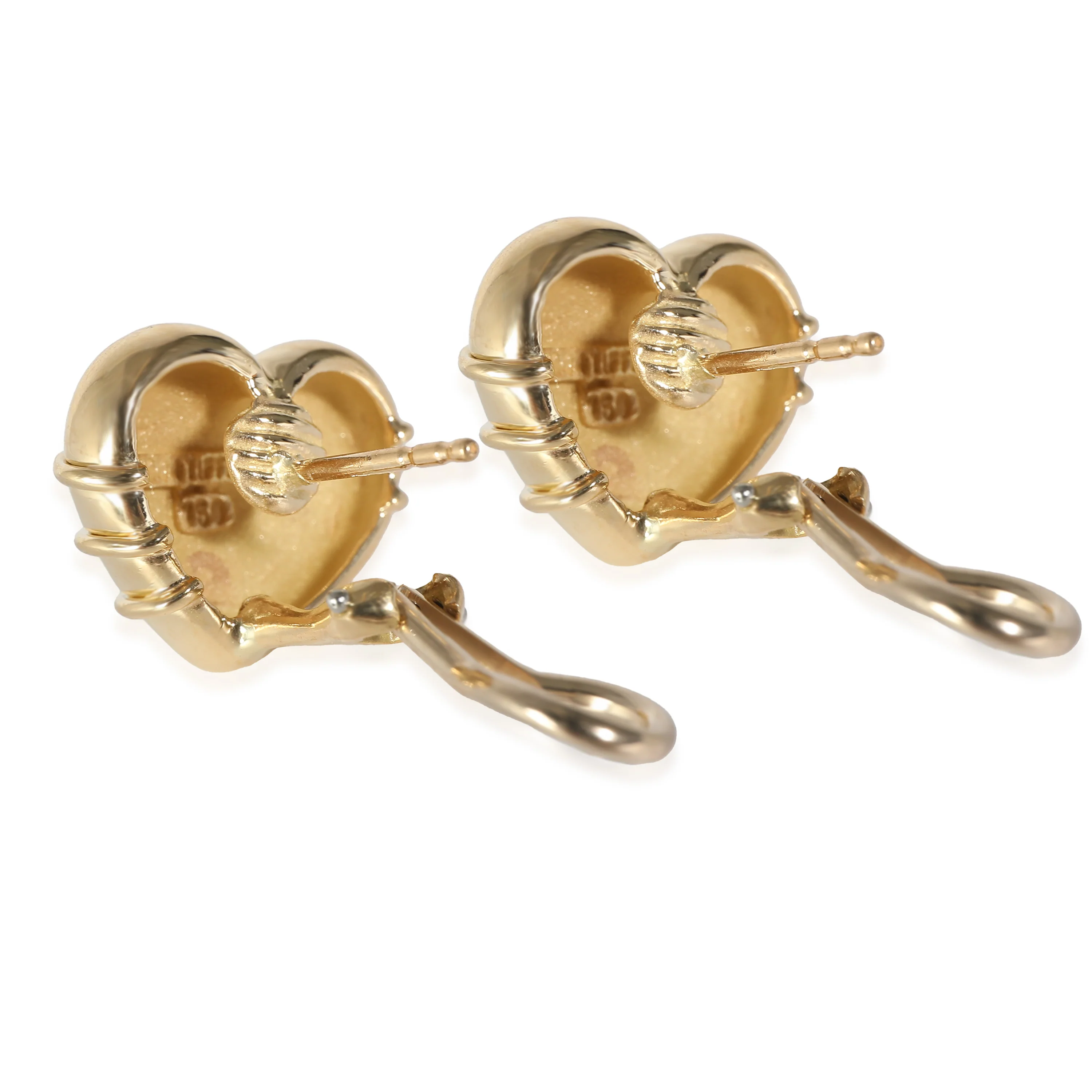 Vintage Arrow Wrapped Heart Earrings in 18K Yellow Gold - Image 3