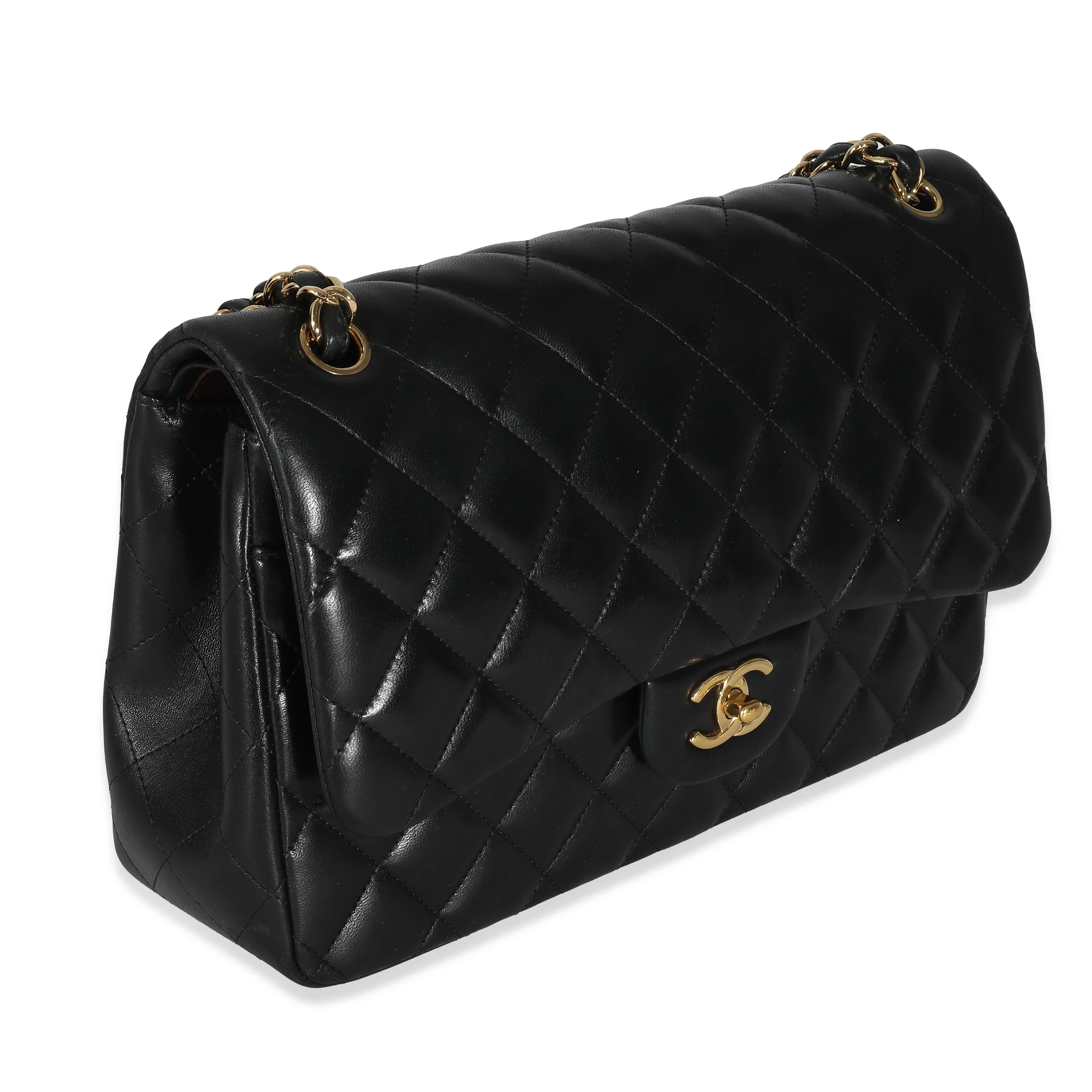 Black Quilted Lambskin Jumbo Double Flap Bag - Image 3
