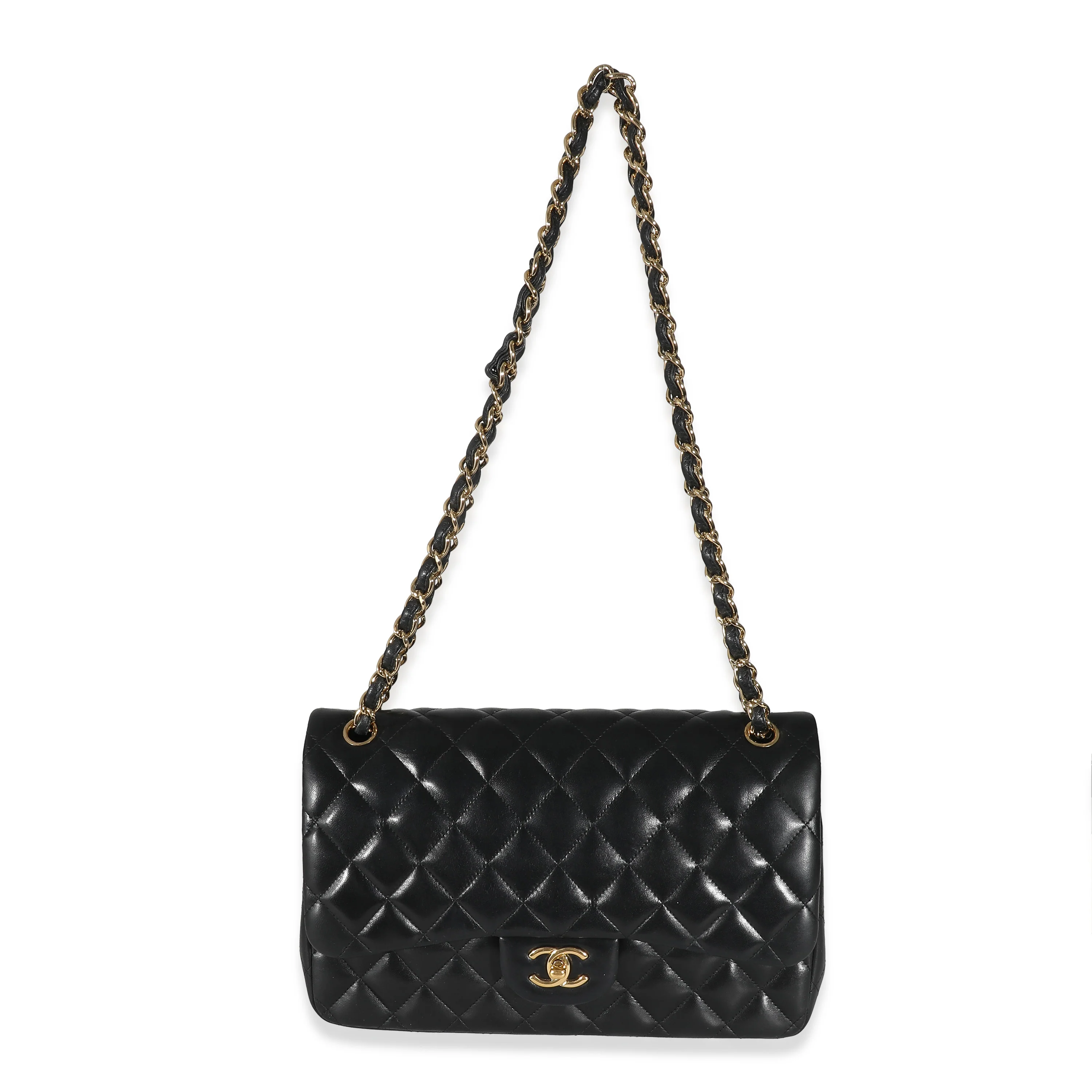 Black Quilted Lambskin Jumbo Double Flap Bag - Image 5