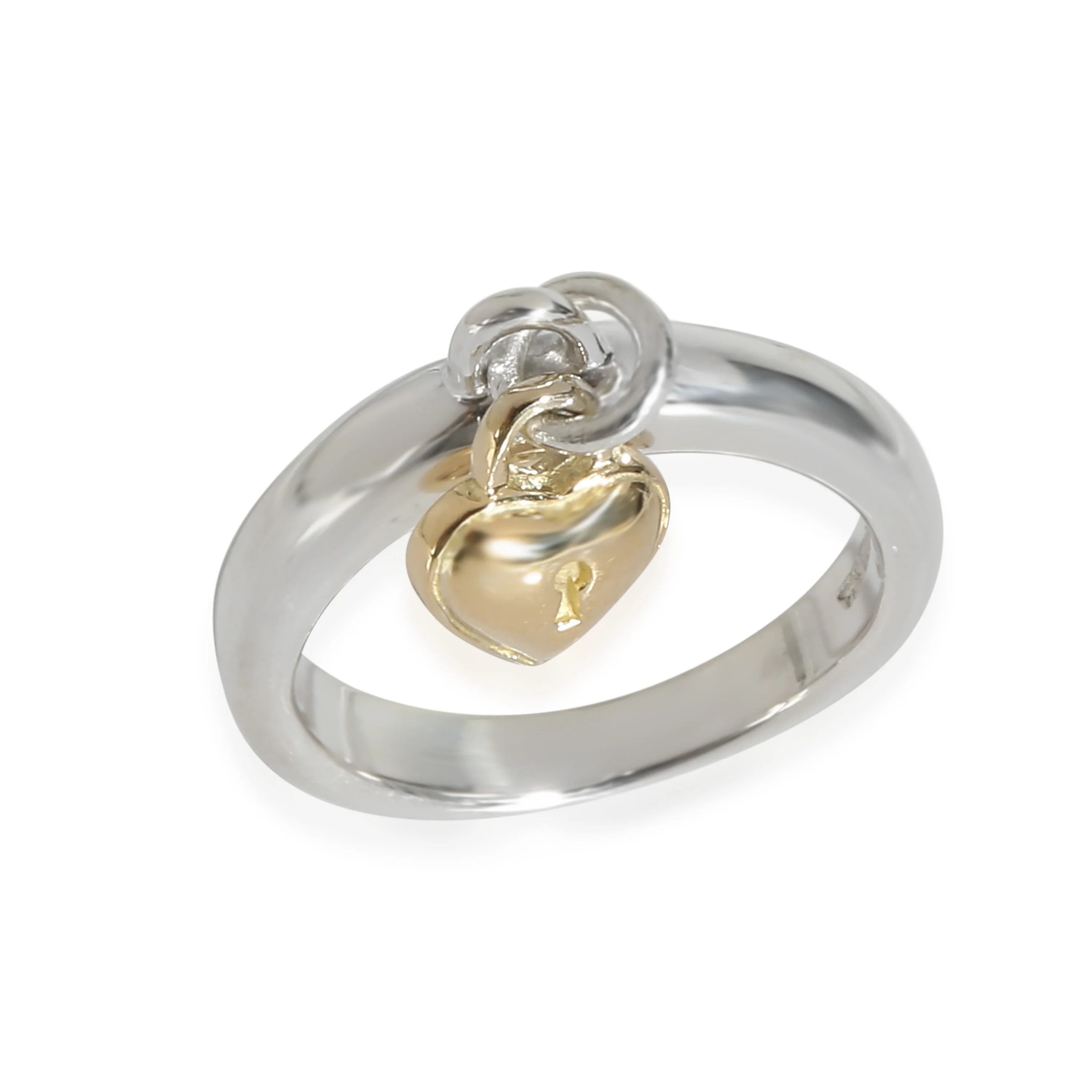 Tiffany & Co. Vintage Heart Charm Ring in 18k Yellow Gold/Sterling Silver - Image 4