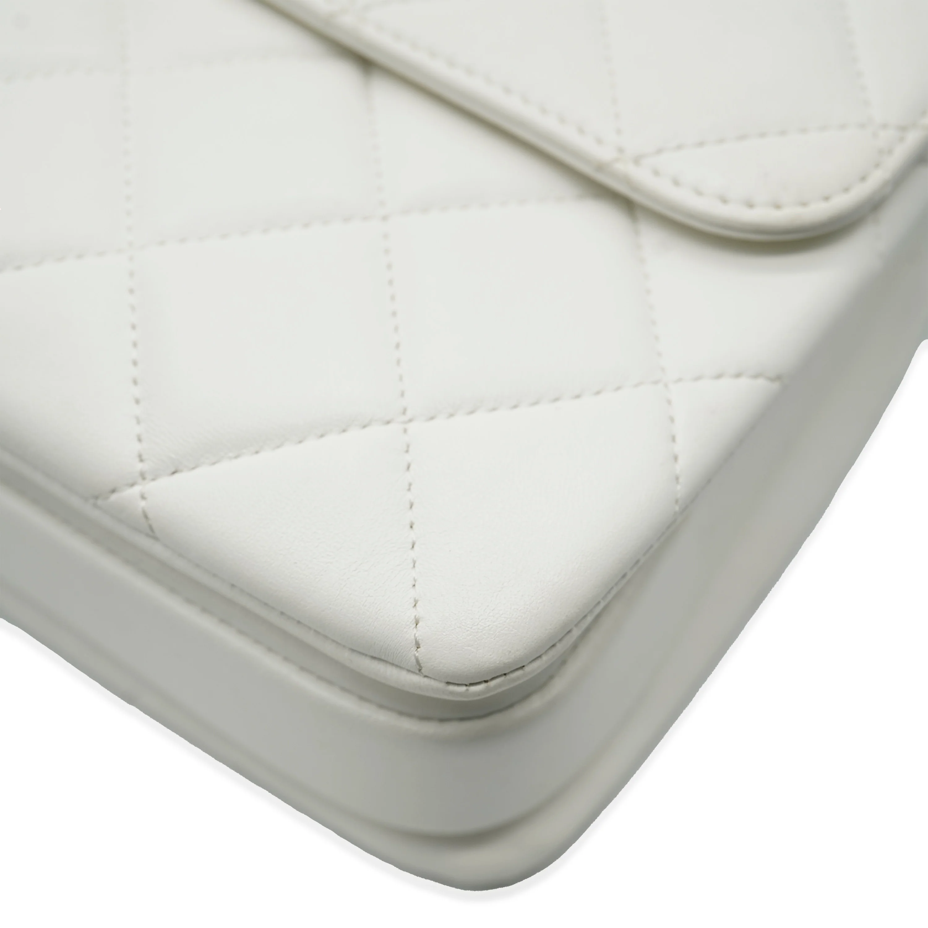 White Quilted Lambskin Small CC Trendy Flap Bag - Image 8