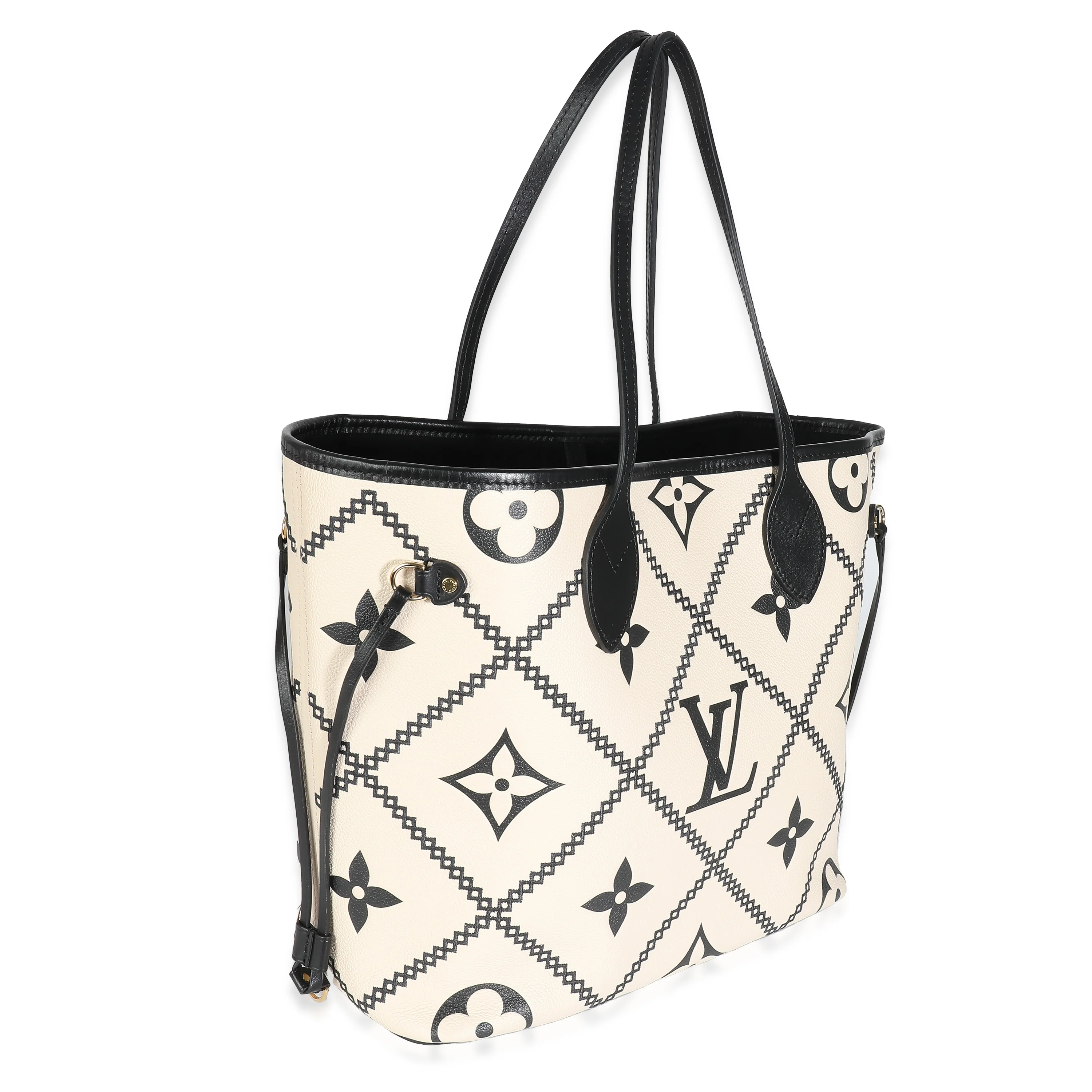 Louis Vuitton Cream Black Empreinte Monogram Giant Broderies Neverfull MM - Image 3