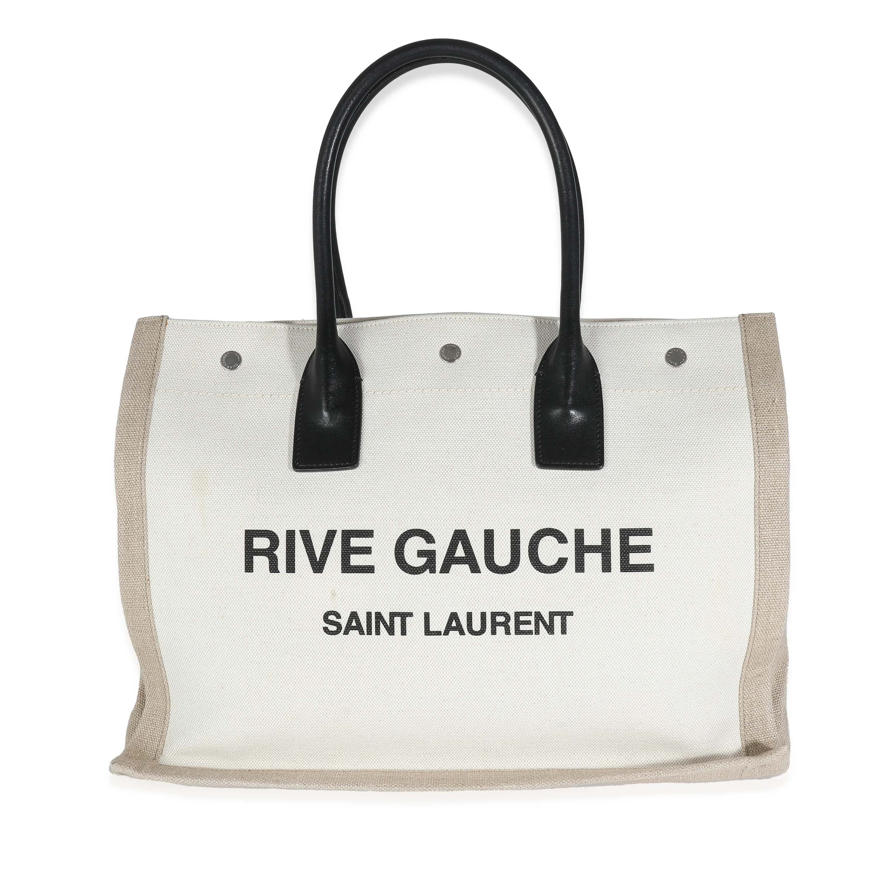 Saint Laurent Beige Canvas Linen Small Rive Gauche Tote