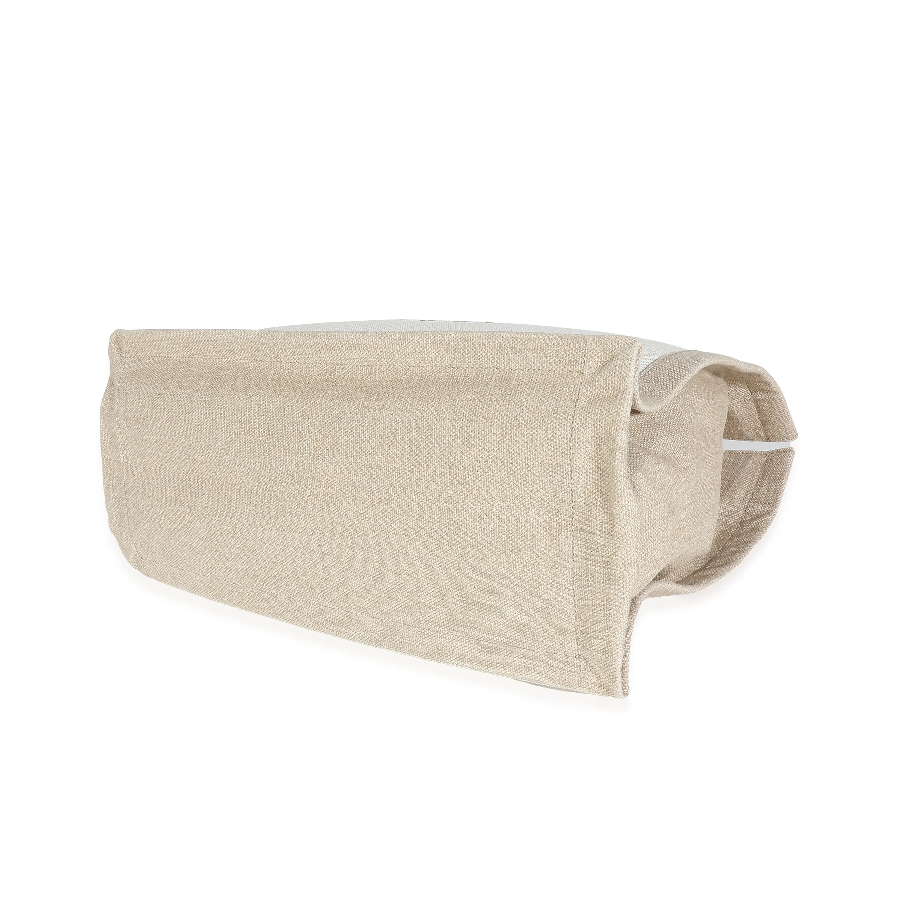 Saint Laurent Beige Canvas Linen Small Rive Gauche Tote - Image 6