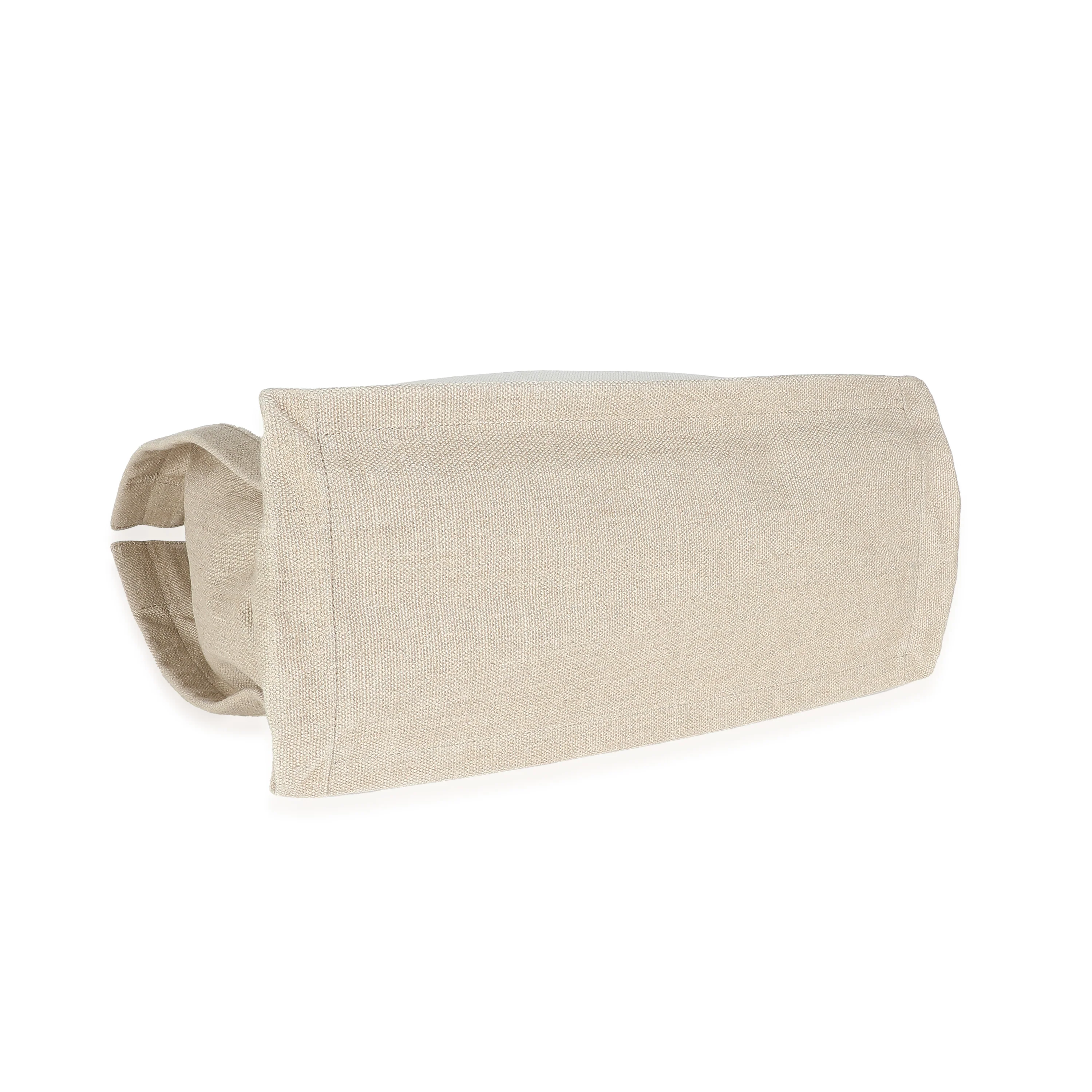 Saint Laurent Beige Canvas Linen Small Rive Gauche Tote - Image 7
