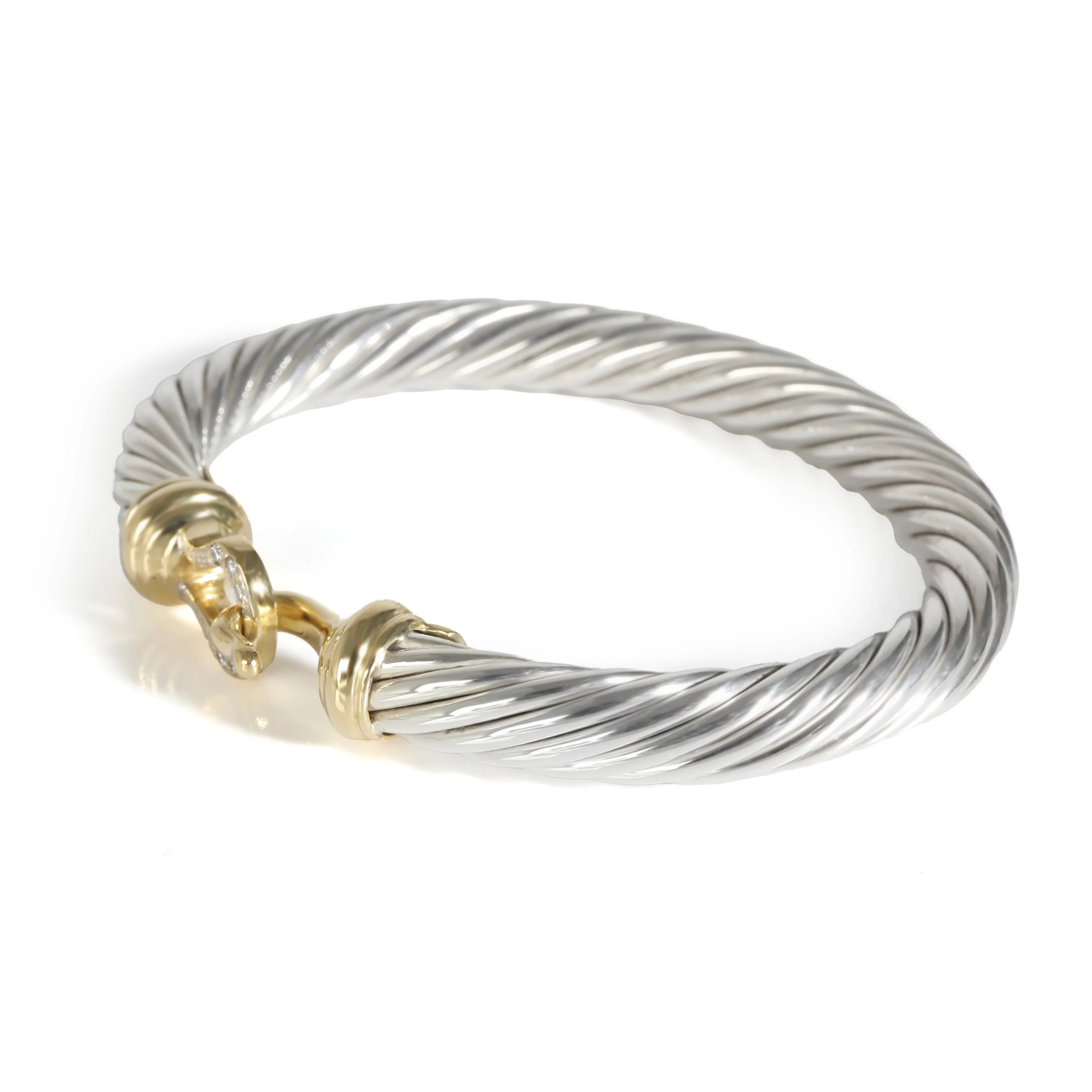 Cable Buckle Bracelet in 18k Yellow Gold/Sterling Silver 0.06 CTW - Image 2