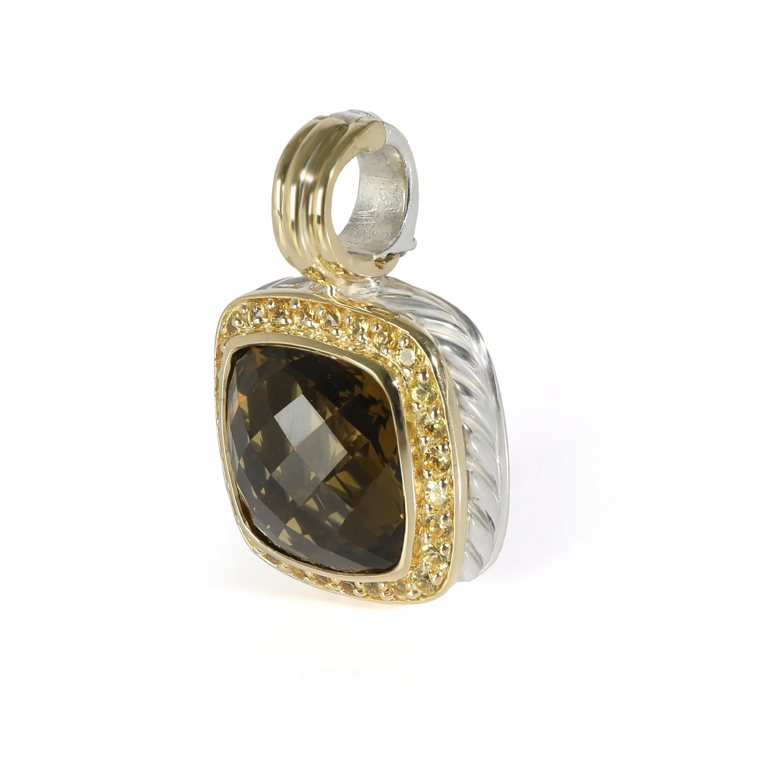 Albion Smokey Quartz, Yellow Sapphire Pendant in 18KT Gold/Silver - Image 2