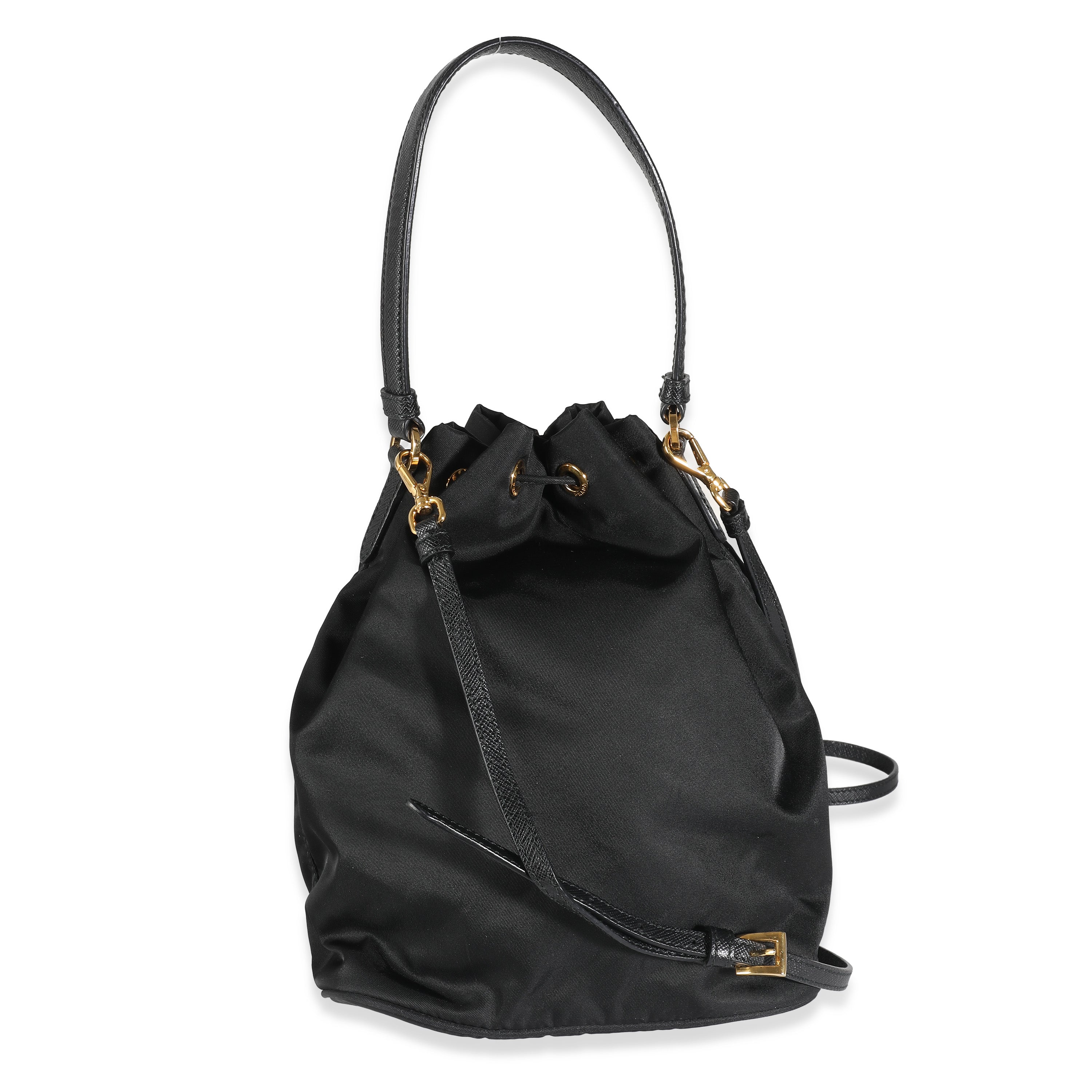Black Saffiano Nylon Mini Duet Bucket Bag - Image 5