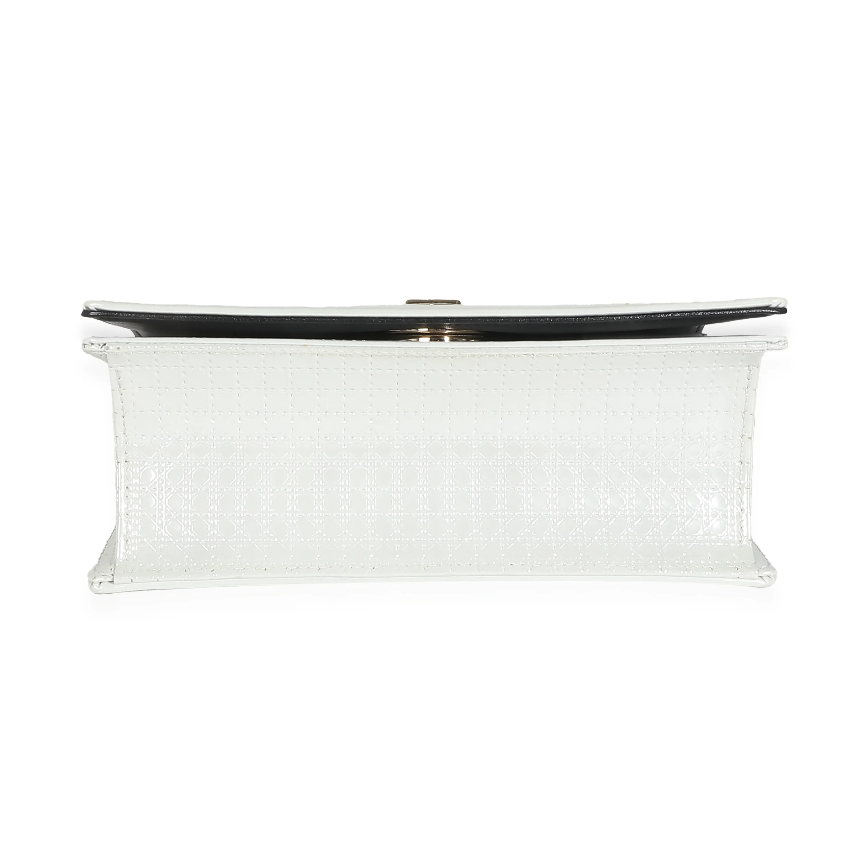 White Micro Cannage Patent Small Diorama Flap Bag - Image 5