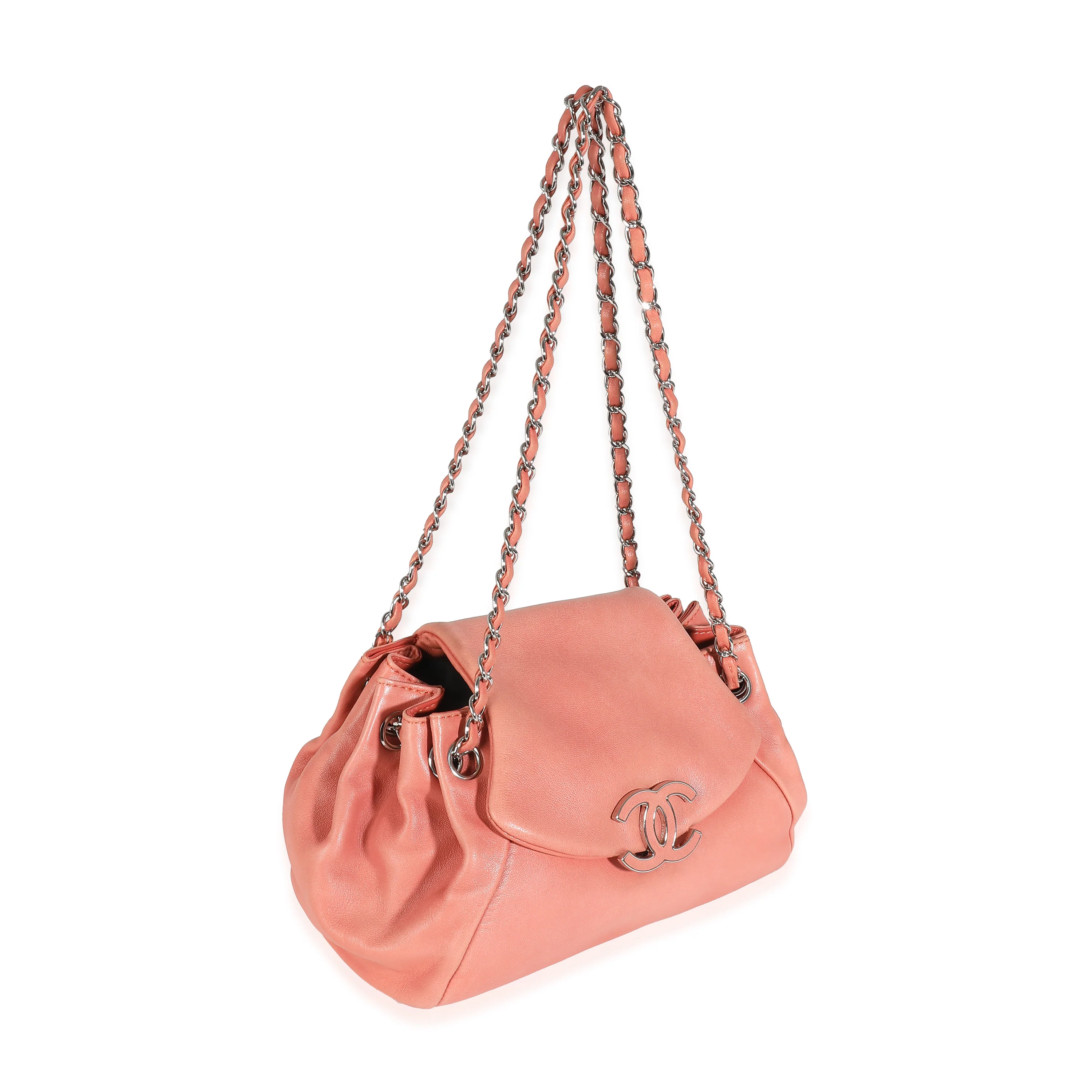 Coral Lambskin Sensual CC Accordion Flap Bag - Image 3