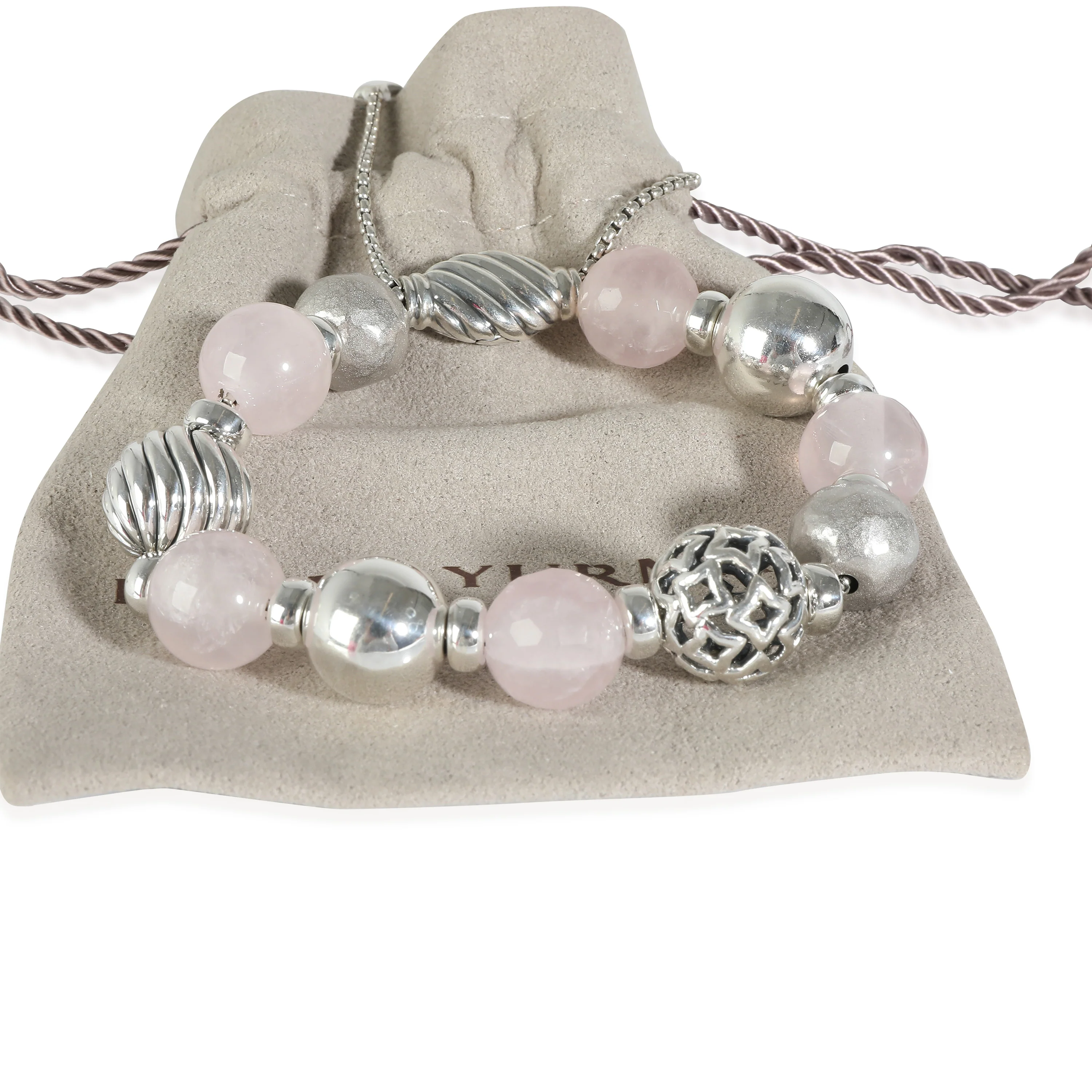 David Yurman Elements Bracelet with Rose Quartz in Sterling Silver - Image 4