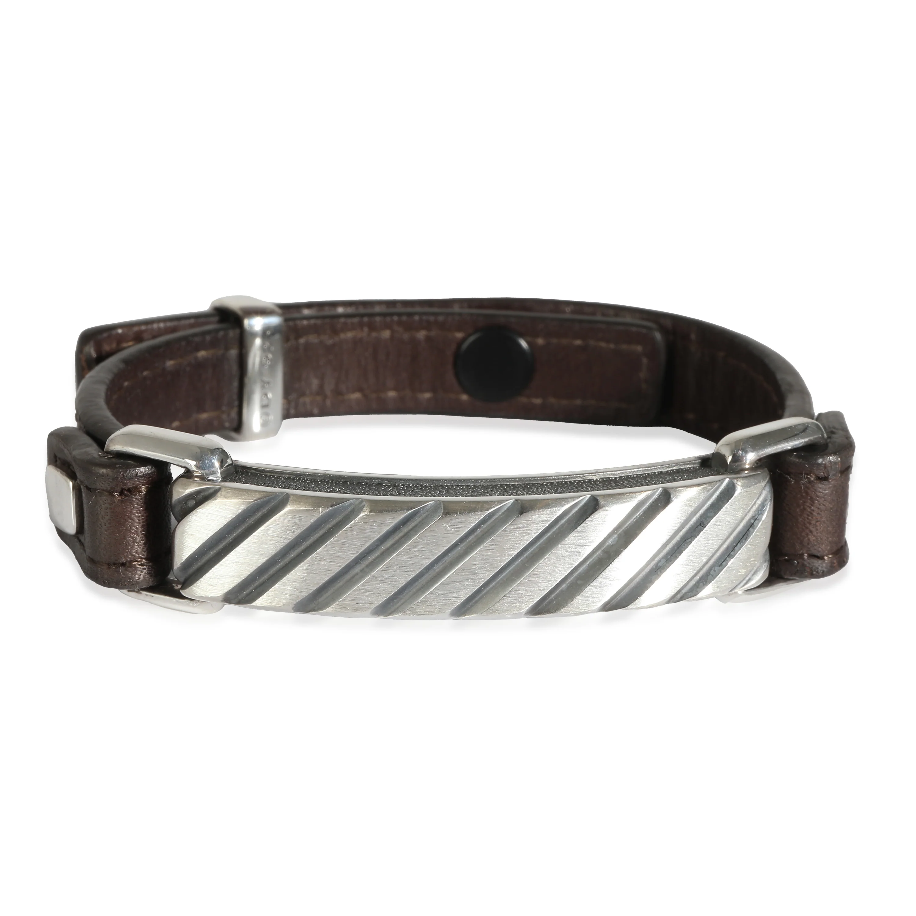 David Yurman Modern Cable Leather ID Bracelet in Sterling Silver
