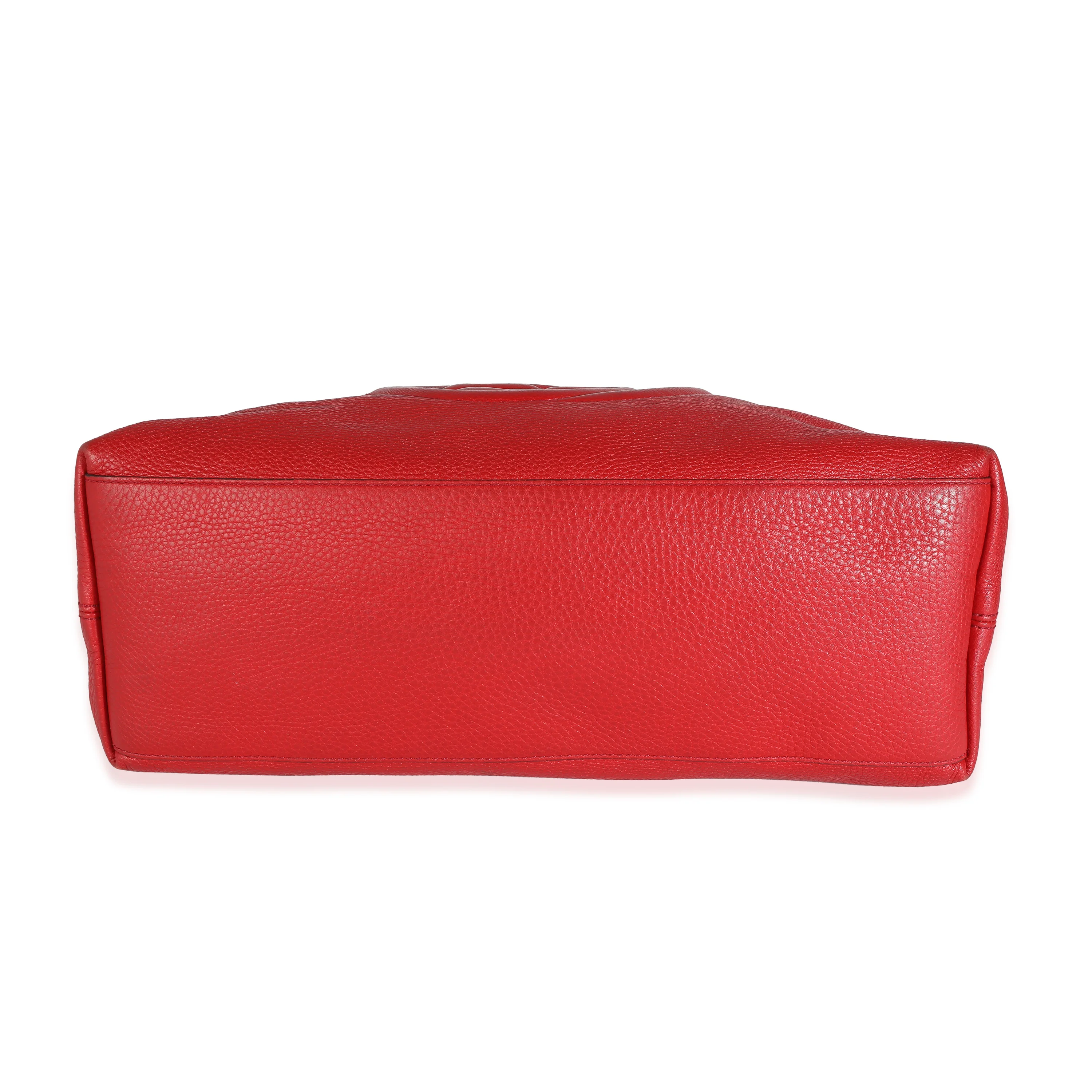 Gucci Red Pebbled Leather Soho Disco Chain Tote - Image 5