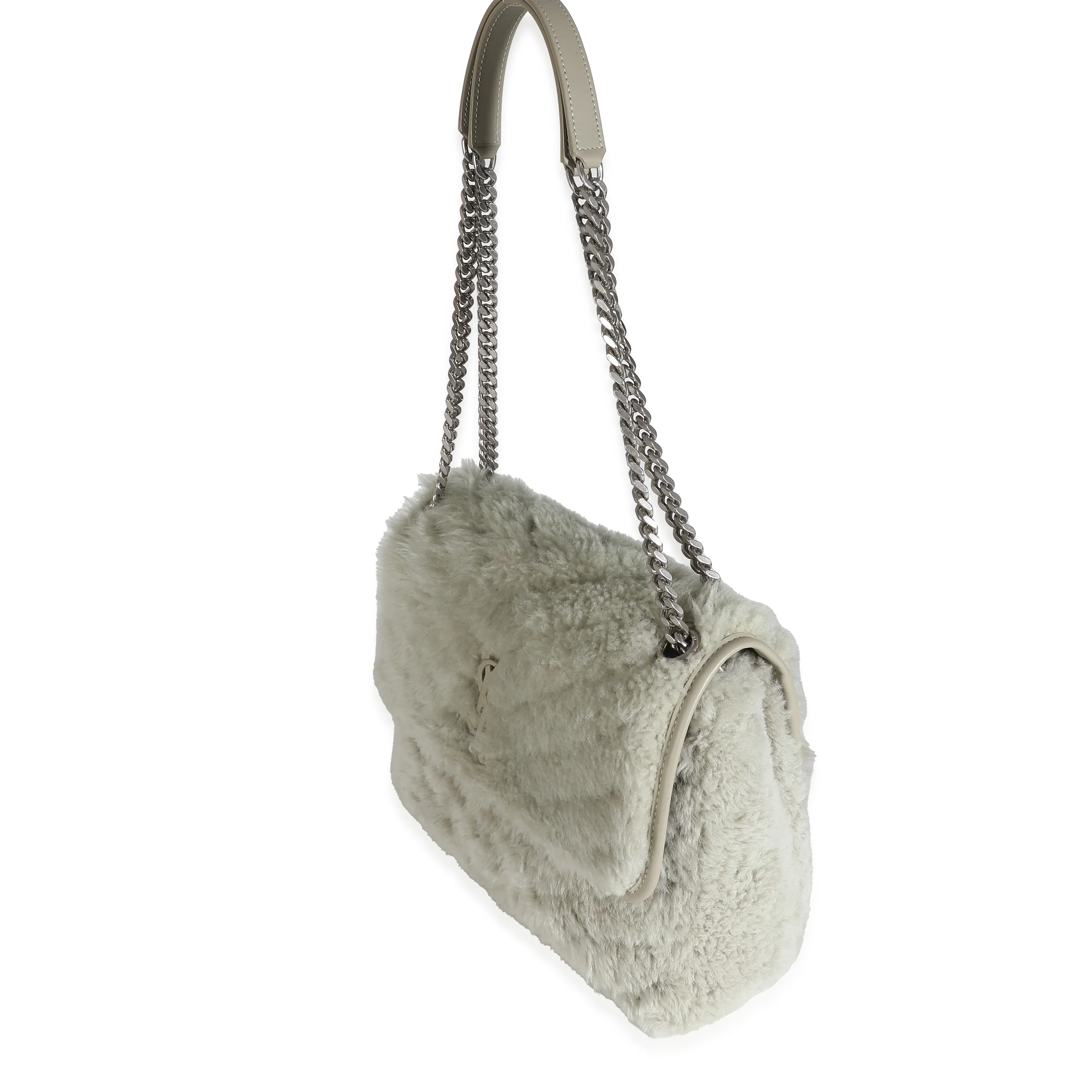 Grey Calfskin Shearling Monogram Medium Niki Satchel - Image 2
