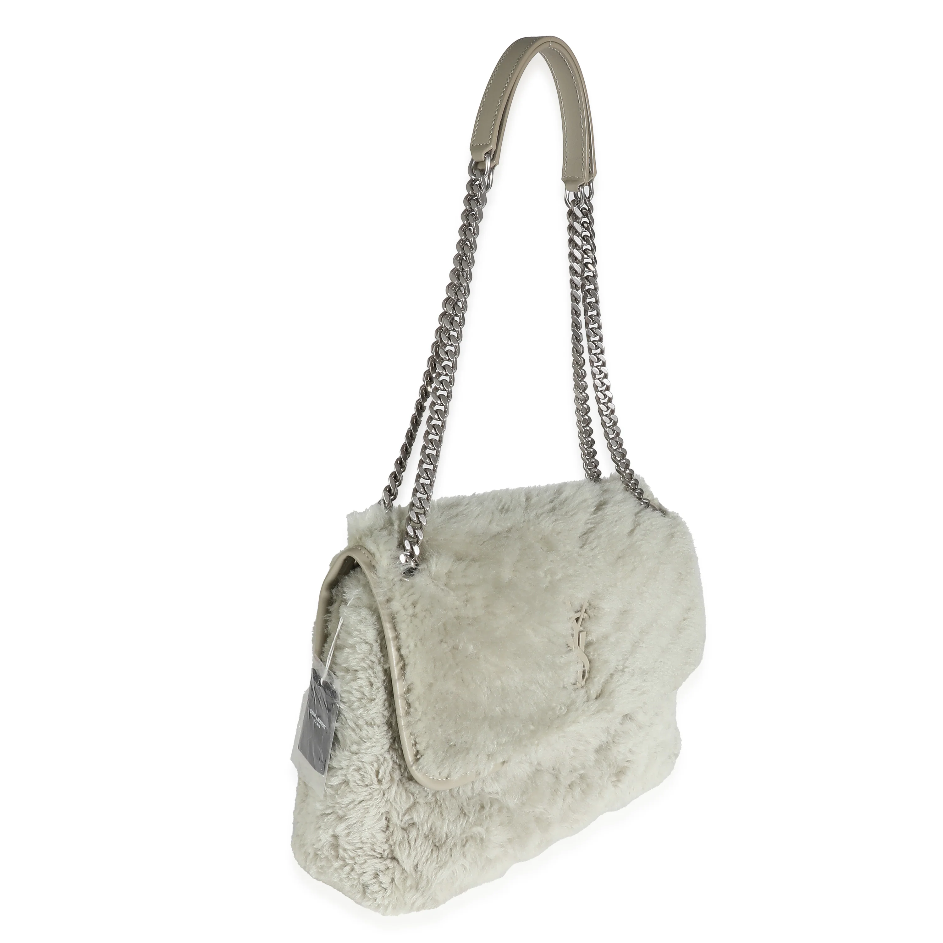 Grey Calfskin Shearling Monogram Medium Niki Satchel - Image 3