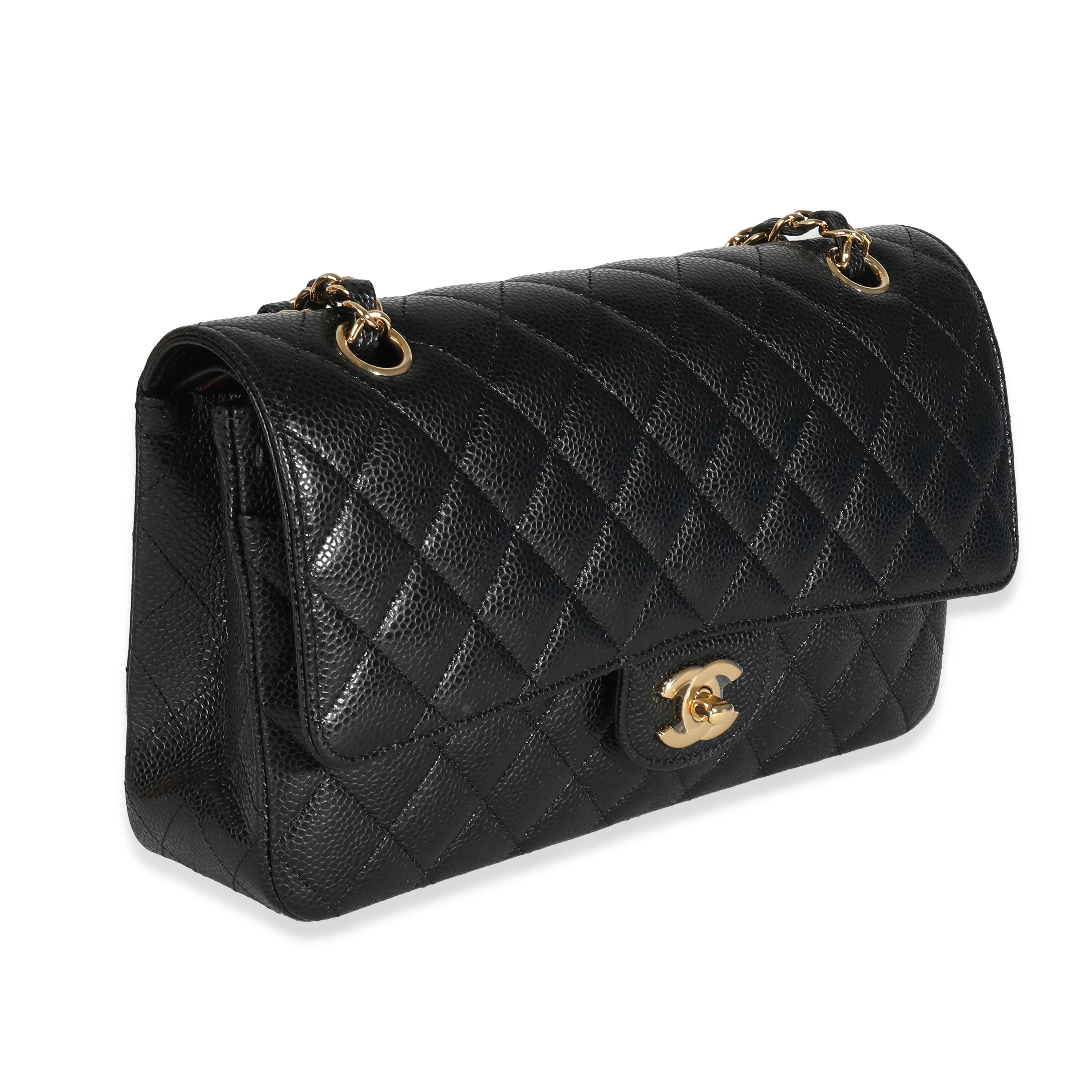 Chanel Black Quilted Caviar Medium Classic Double Flap Bag - Image 3