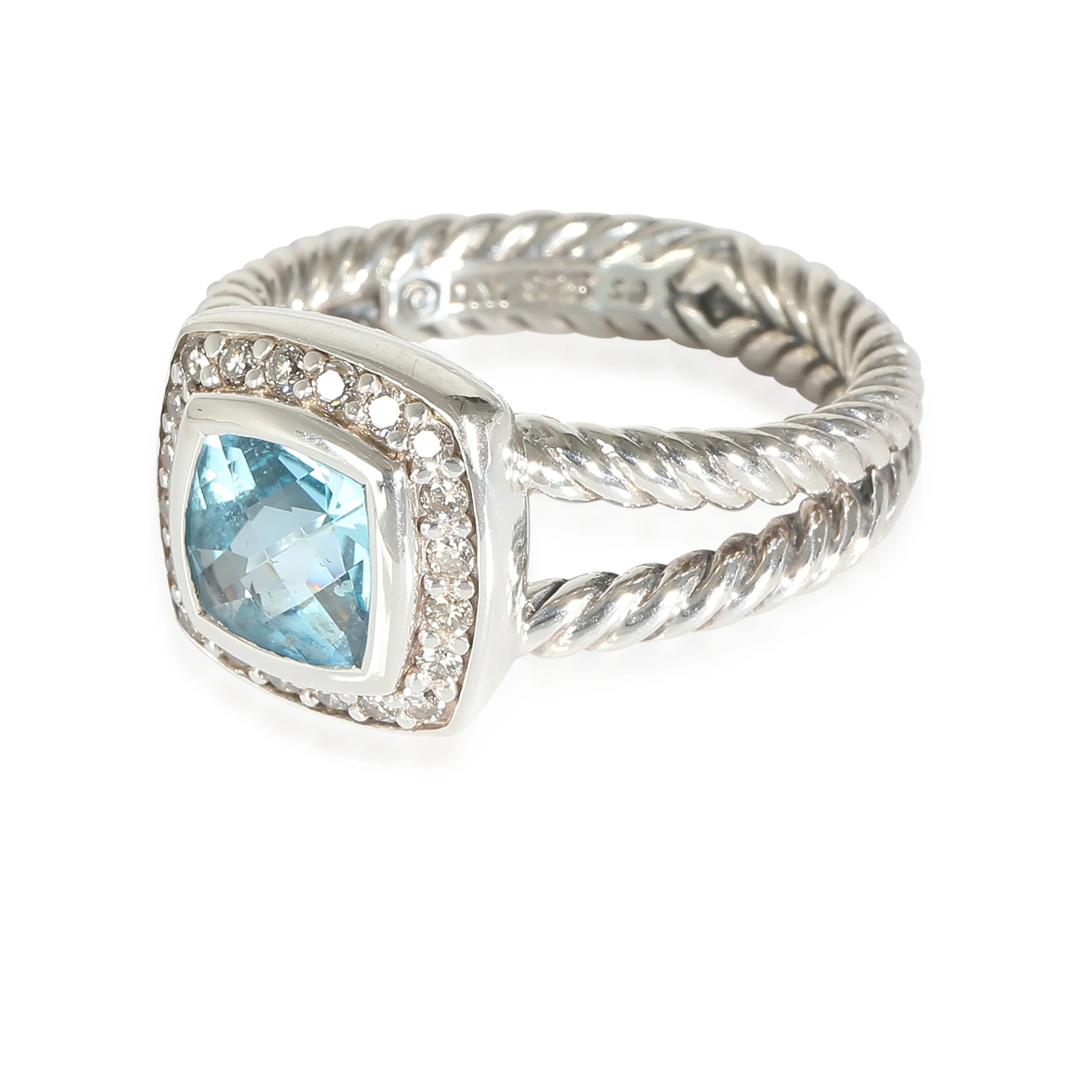 David Yurman Petite Albion Blue Topaz Ring in Sterling Silver 0.17 CTW - Image 2