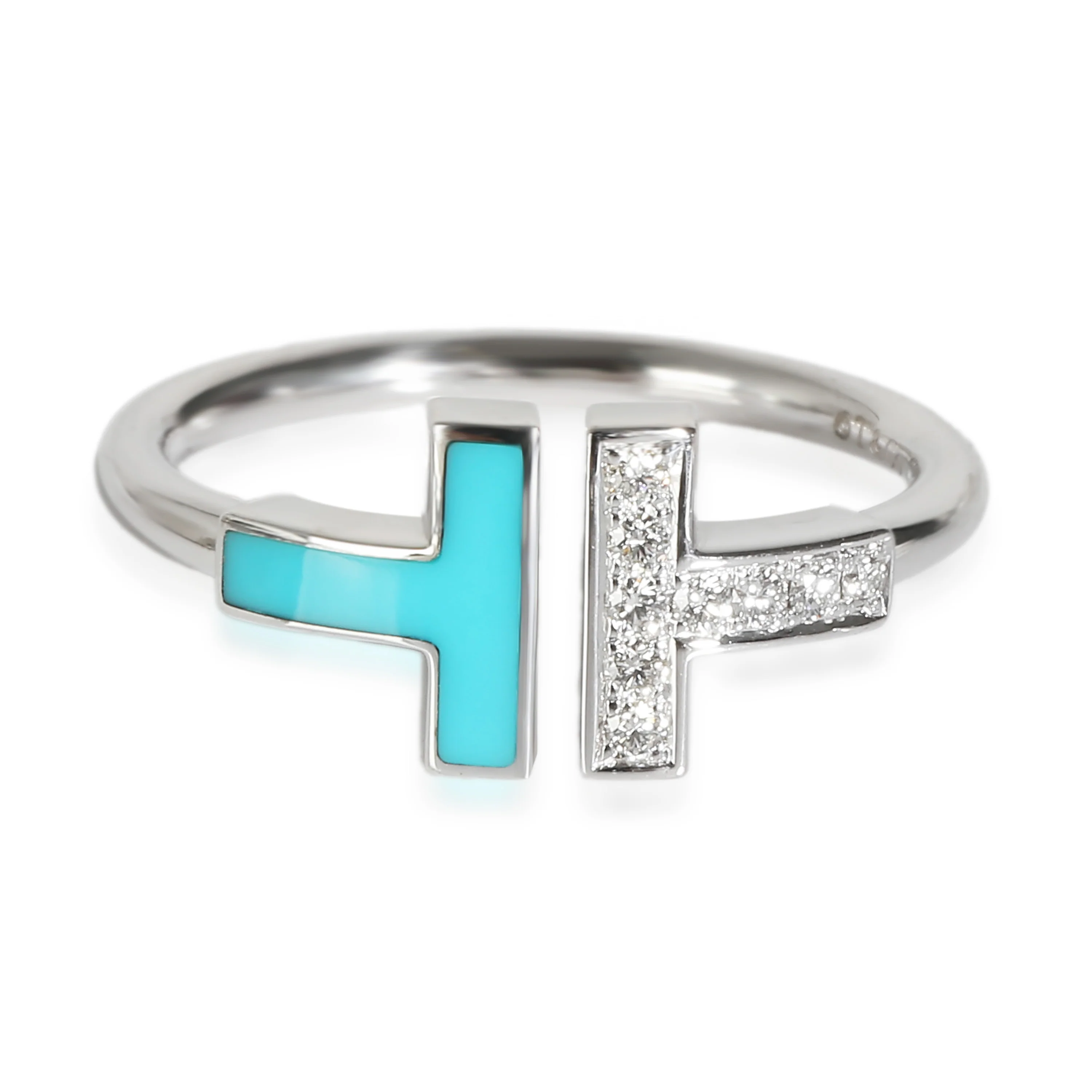 Tiffany T Blue & Diamond Ring in 18K White Gold 0.07 CTW