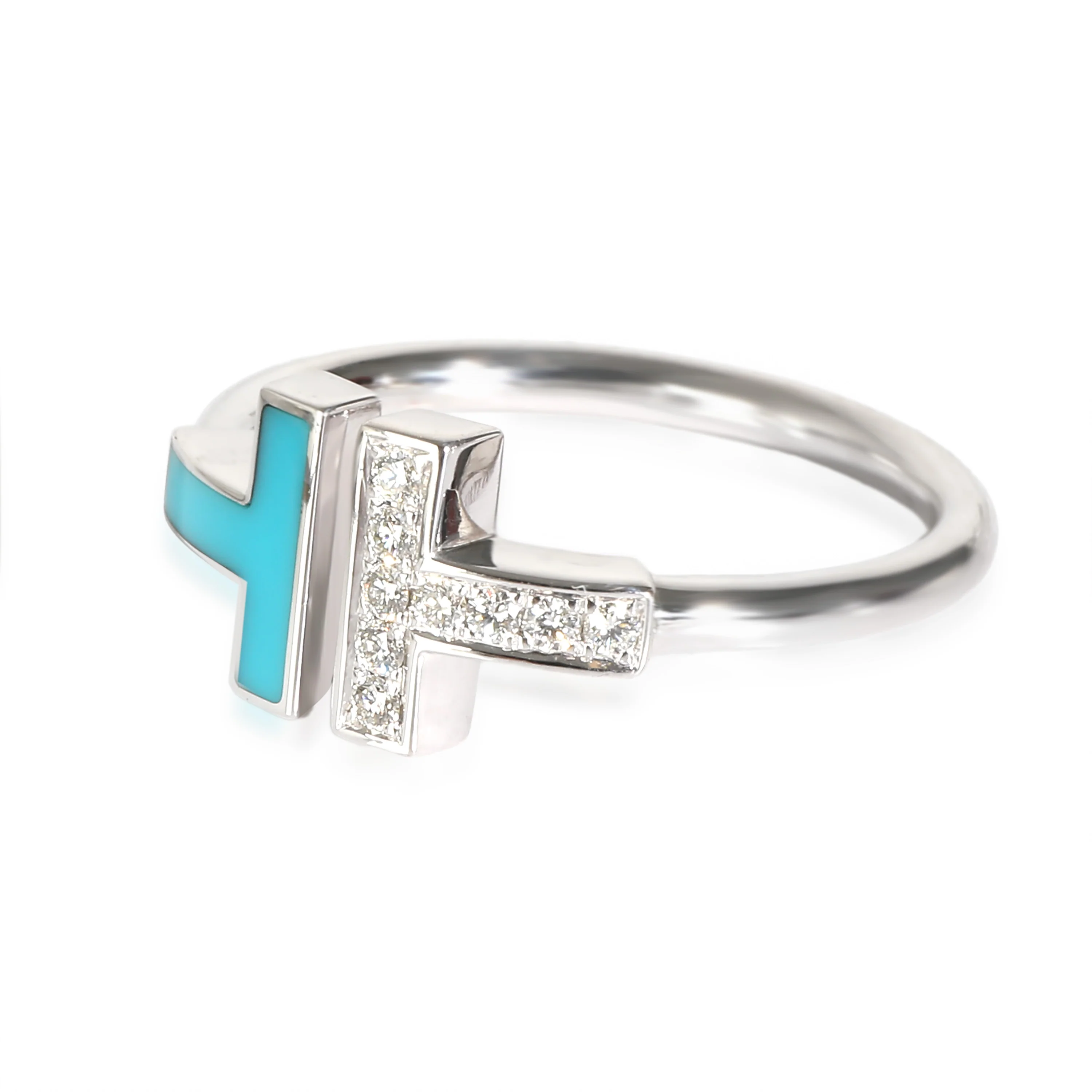 Tiffany T Blue & Diamond Ring in 18K White Gold 0.07 CTW - Image 2