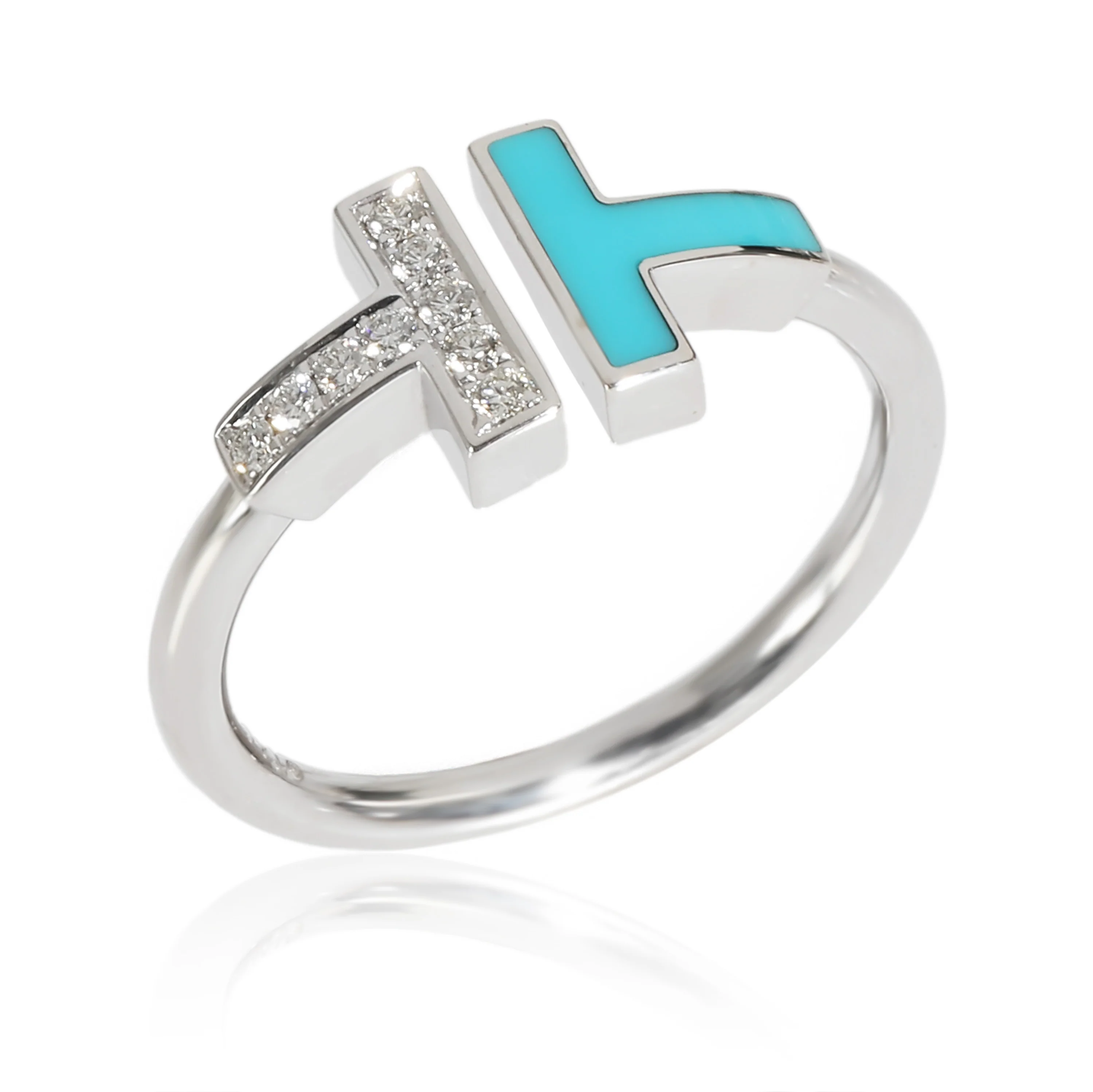 Tiffany T Blue & Diamond Ring in 18K White Gold 0.07 CTW - Image 3