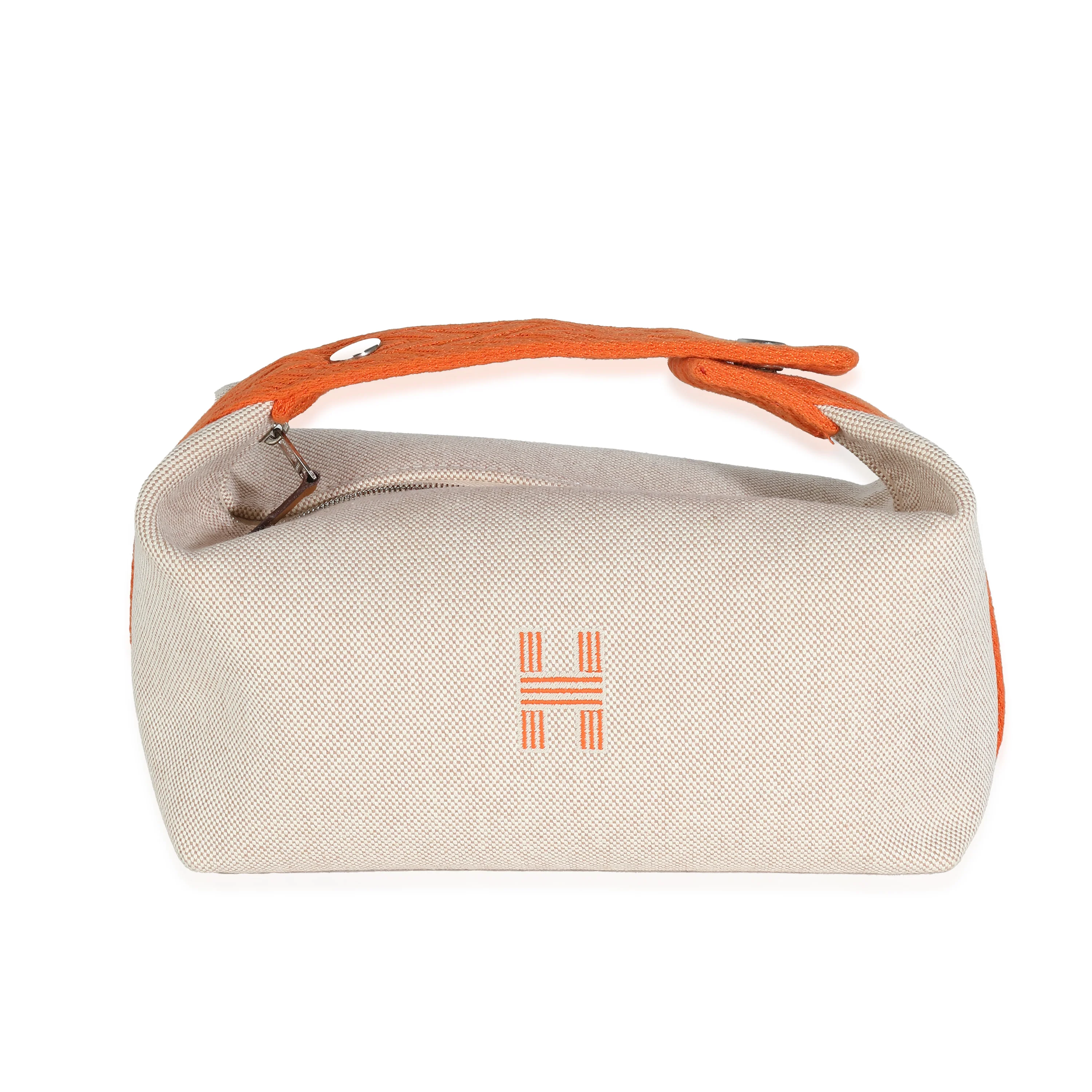 Hermès Natural Orange Canvas Large Bride-A-Brac Pouch