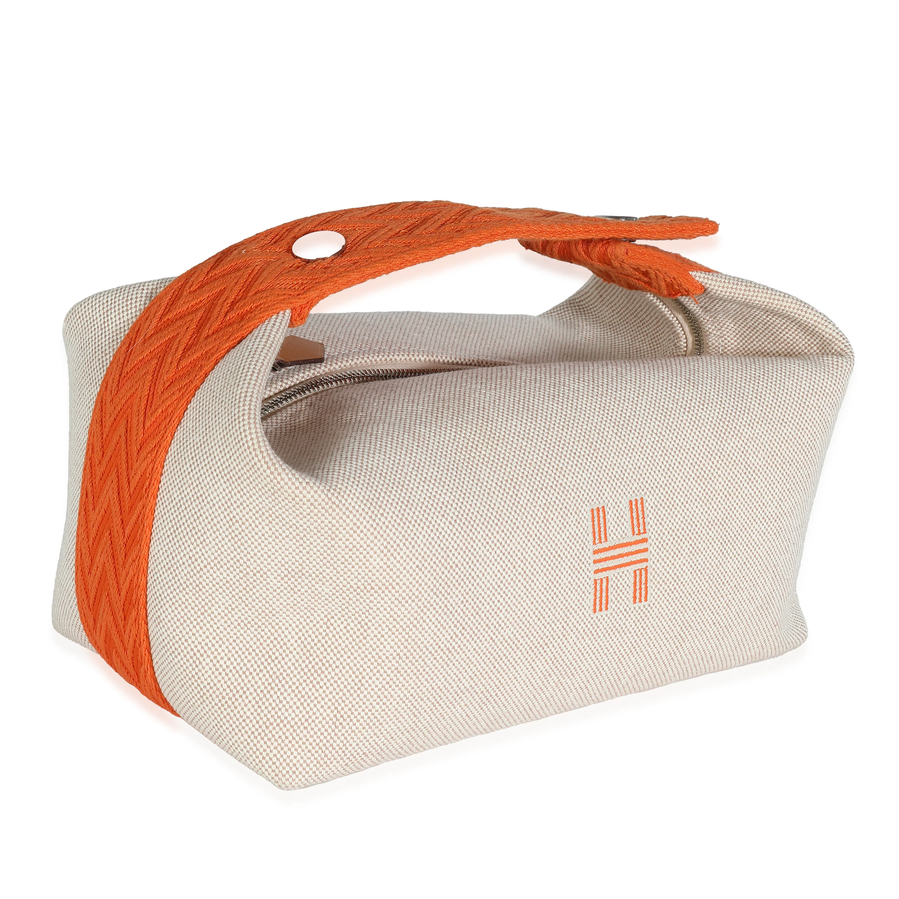 Hermès Natural Orange Canvas Large Bride-A-Brac Pouch - Image 3