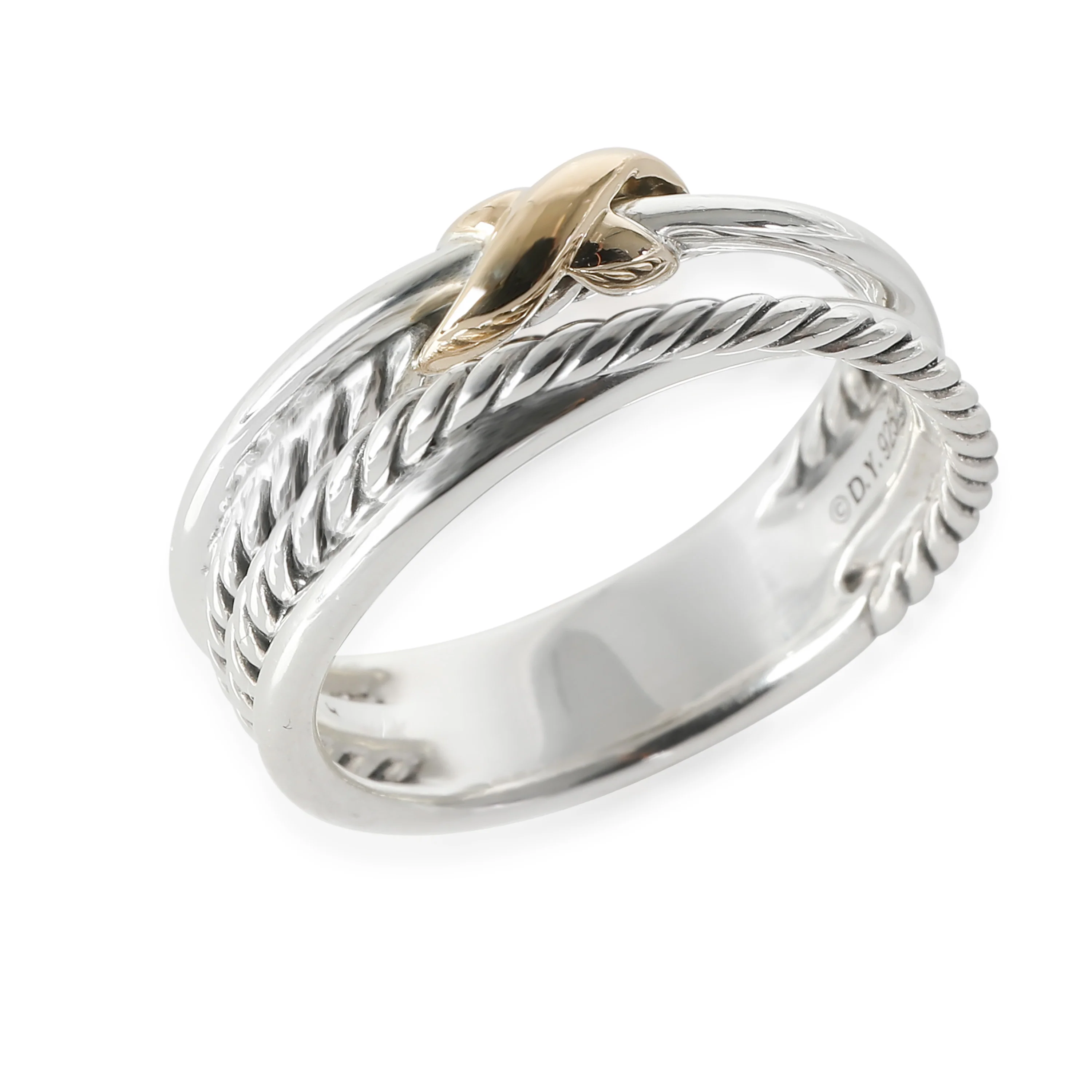 David Yurman Crossover Ring in 18k Yellow Gold/Sterling Silver - Image 4
