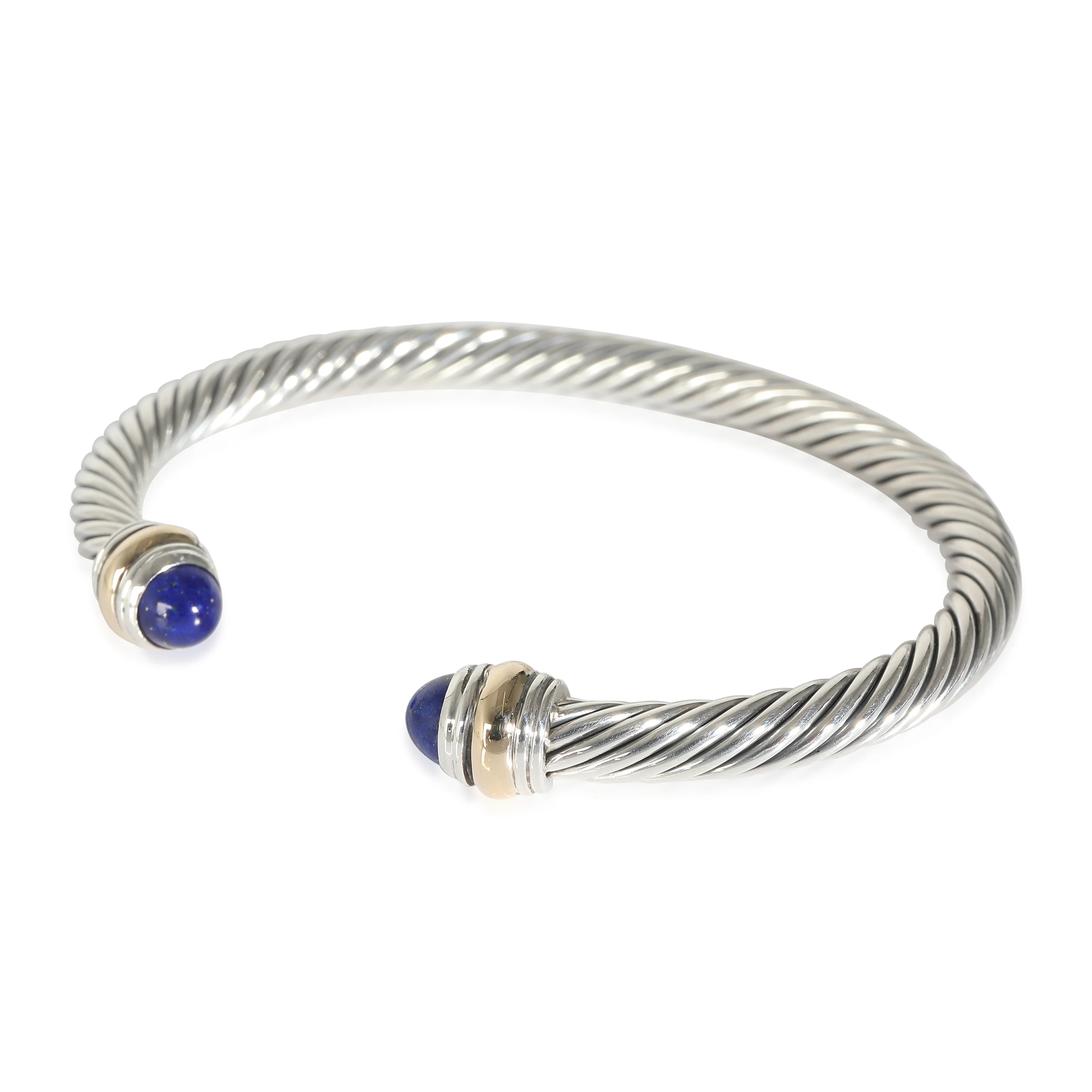 5 mm Cable Classic Lapis Cuff in 14k Yellow Gold/Sterling Silver - Image 2