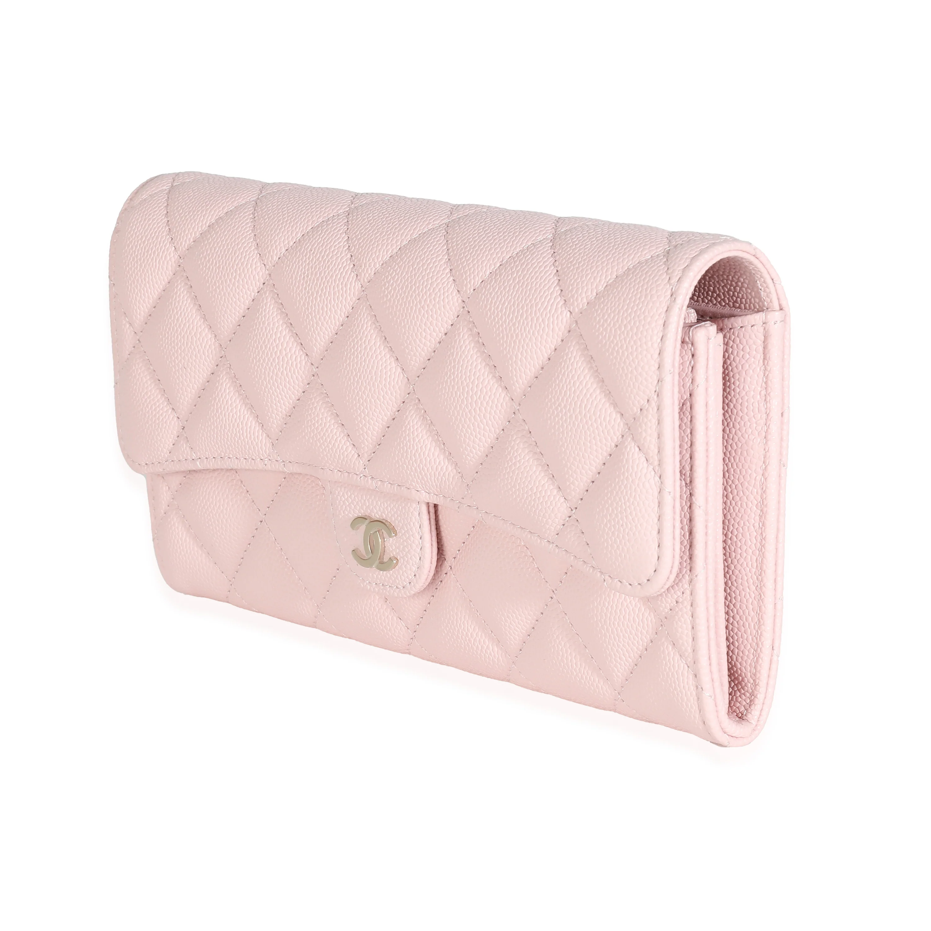 Chanel 22B Pink Quilted Caviar Long Flap Wallet - Image 2