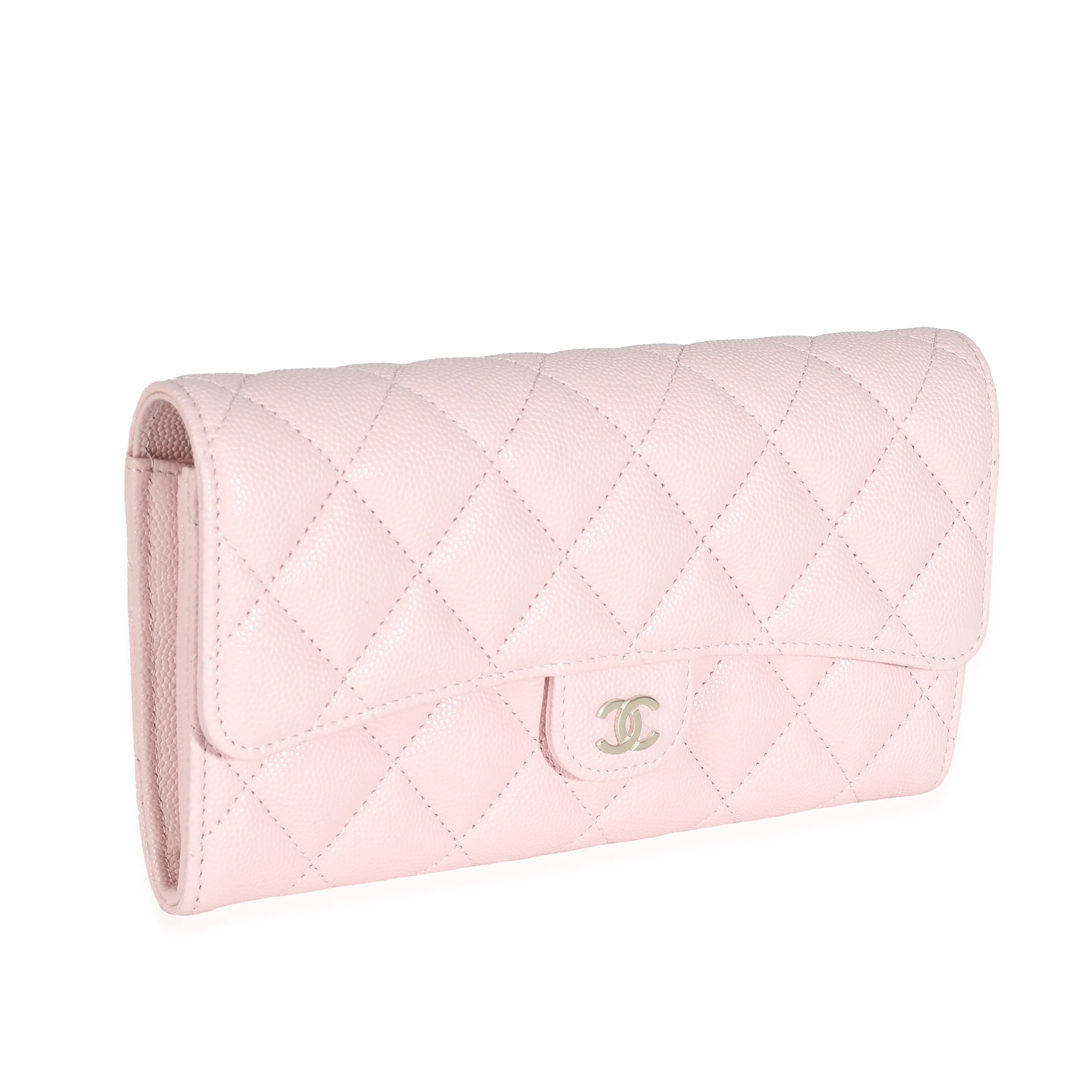 Chanel 22B Pink Quilted Caviar Long Flap Wallet - Image 3