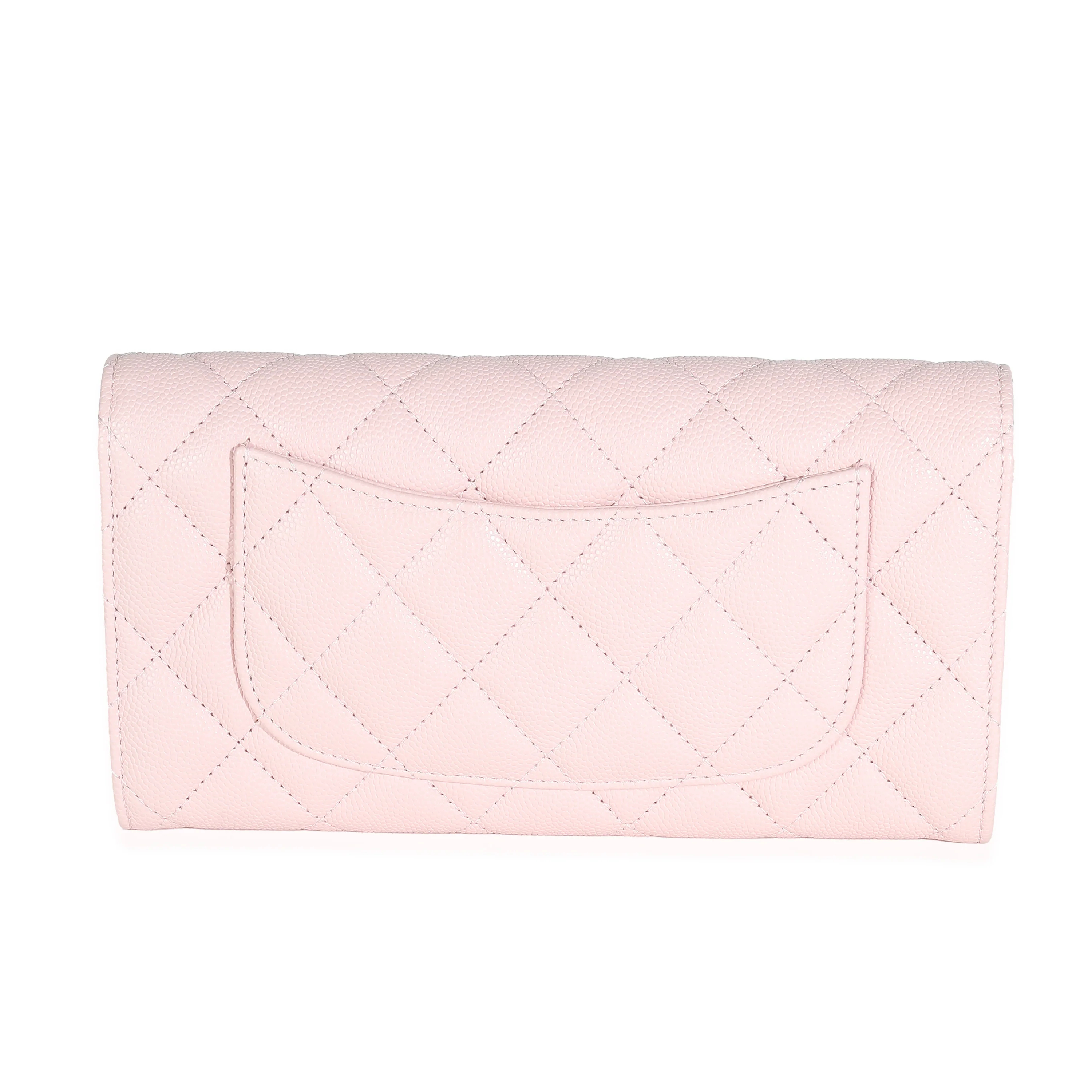 Chanel 22B Pink Quilted Caviar Long Flap Wallet - Image 4