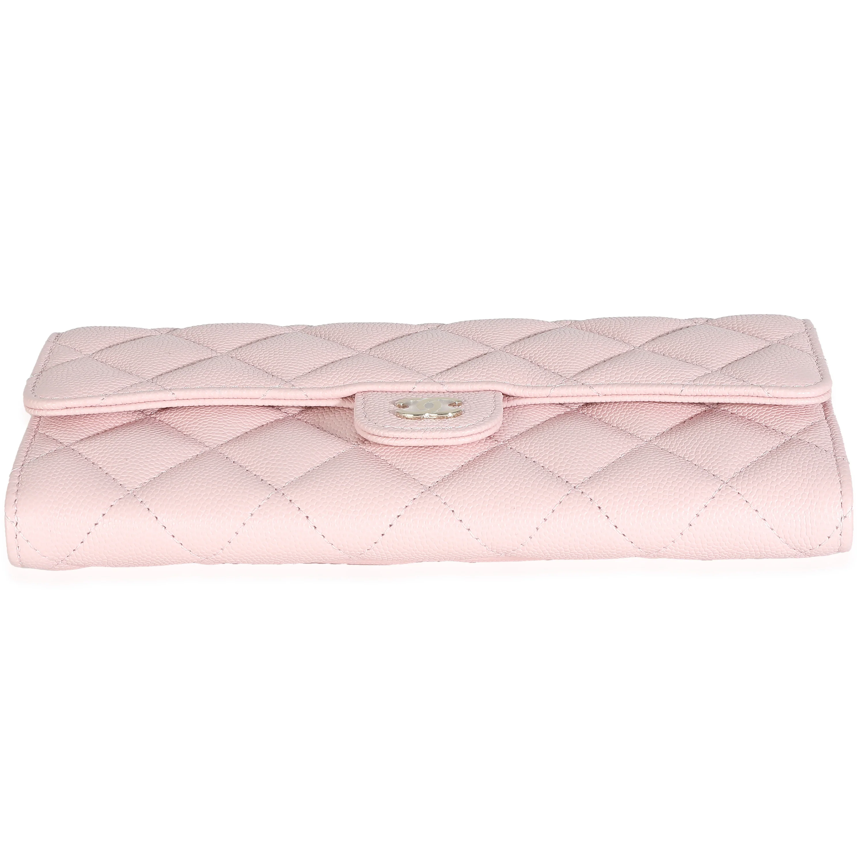 Chanel 22B Pink Quilted Caviar Long Flap Wallet - Image 5