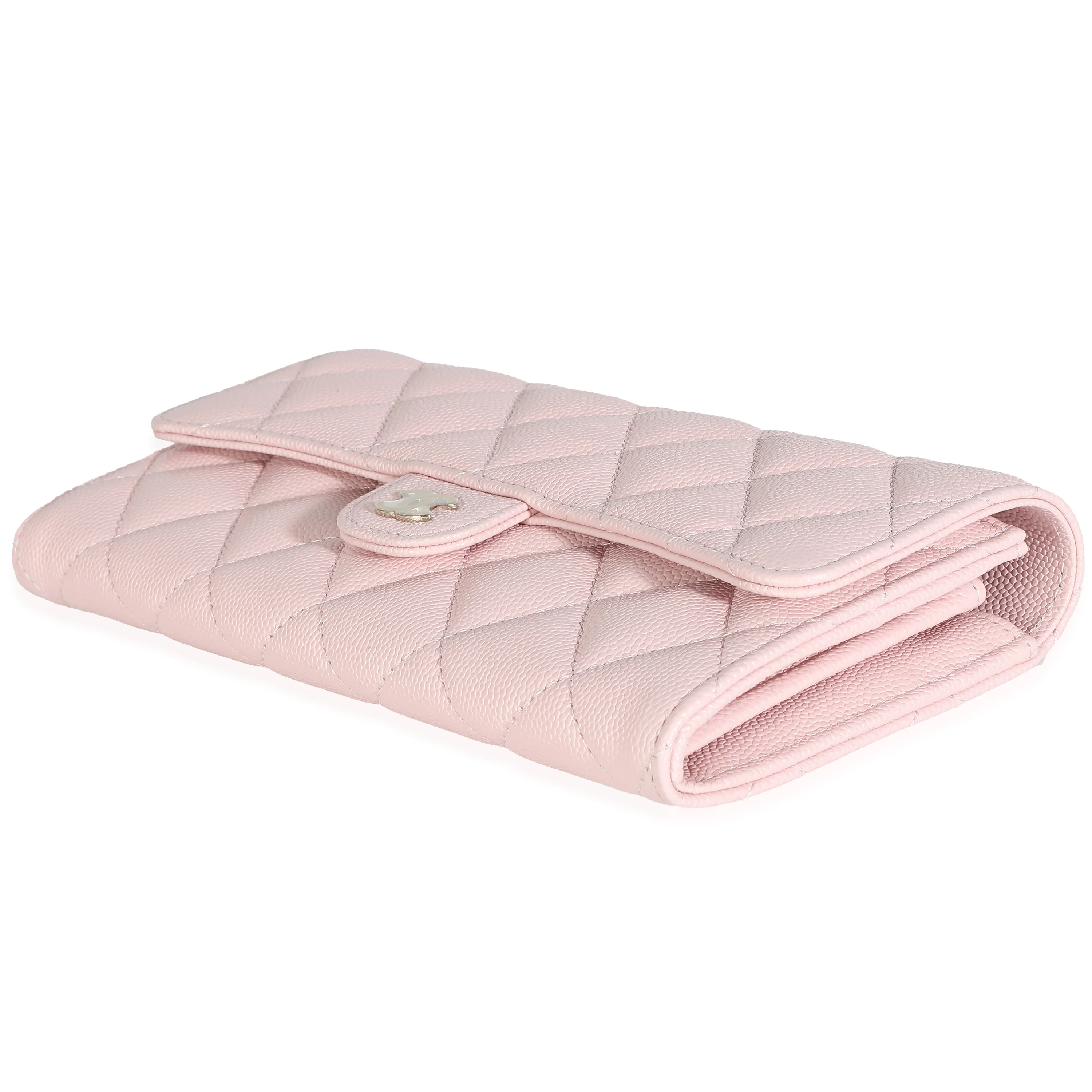 Chanel 22B Pink Quilted Caviar Long Flap Wallet - Image 7