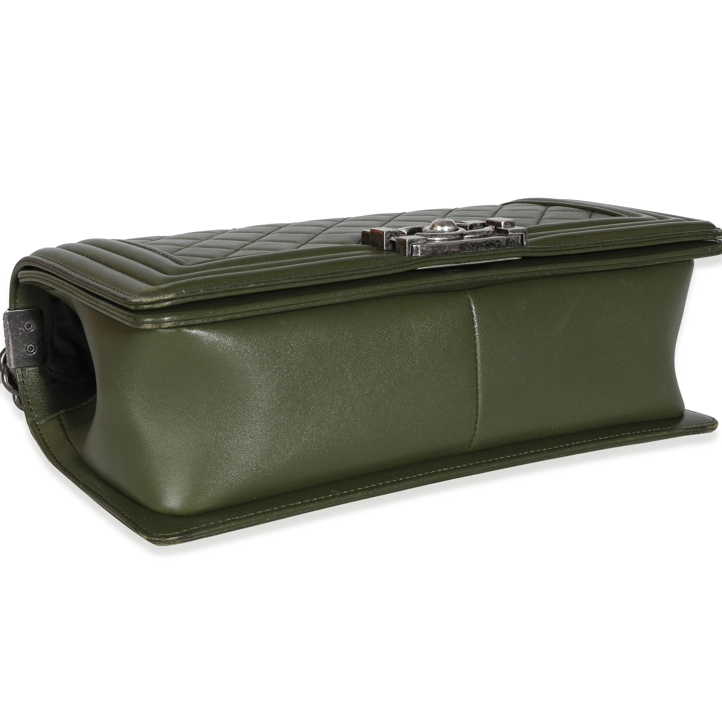 Green Quilted Lambskin Old Medium Boy Bag - Image 4