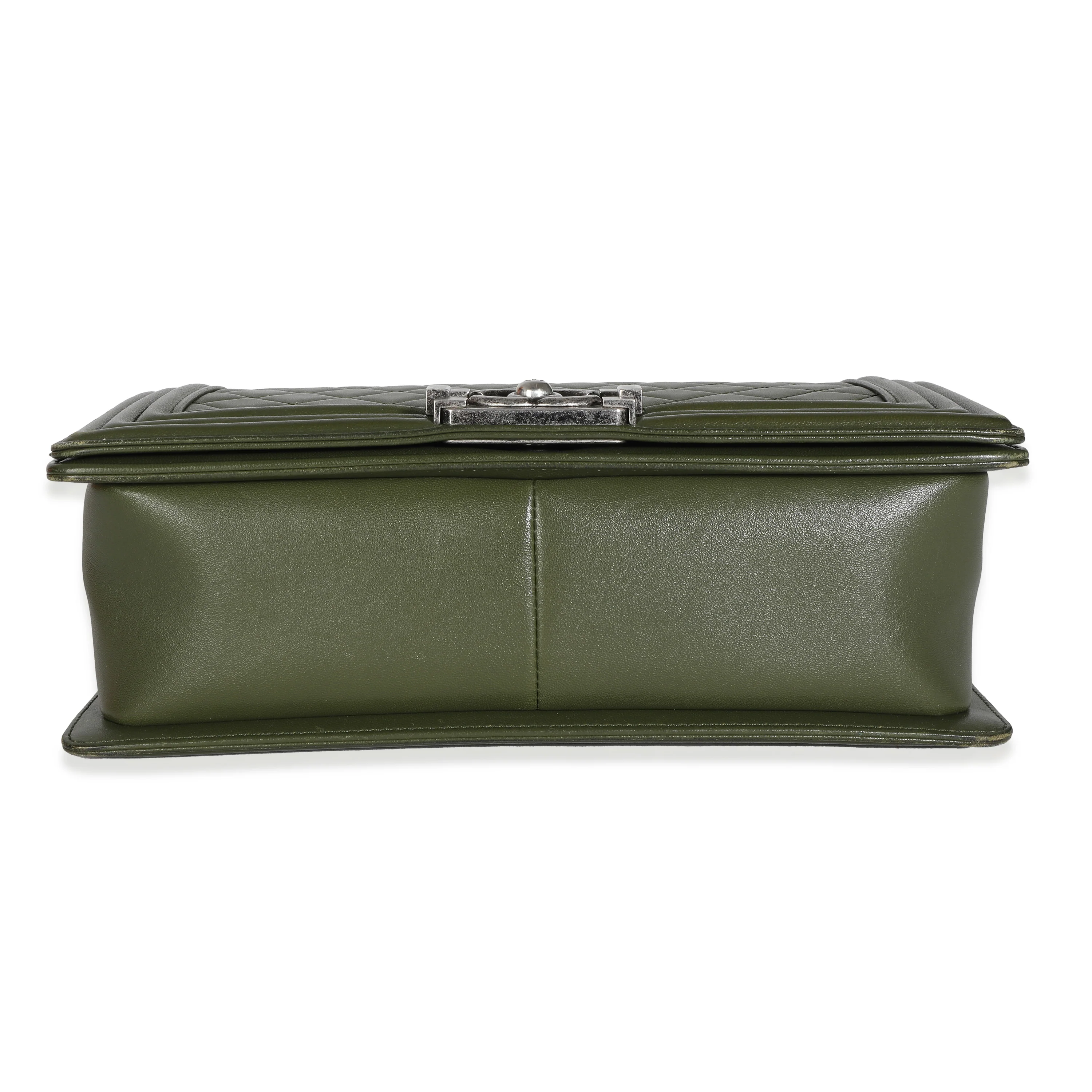 Green Quilted Lambskin Old Medium Boy Bag - Image 7