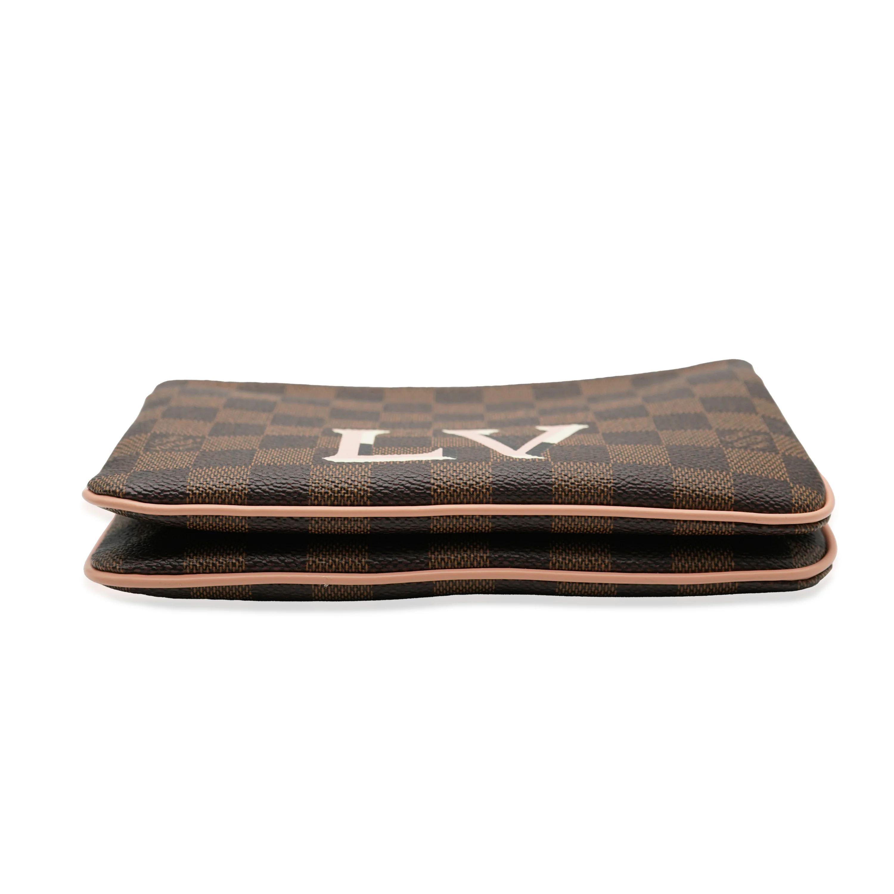 Louis Vuitton Pink Damier Ebene Canvas Double Zip Pochette - Image 5