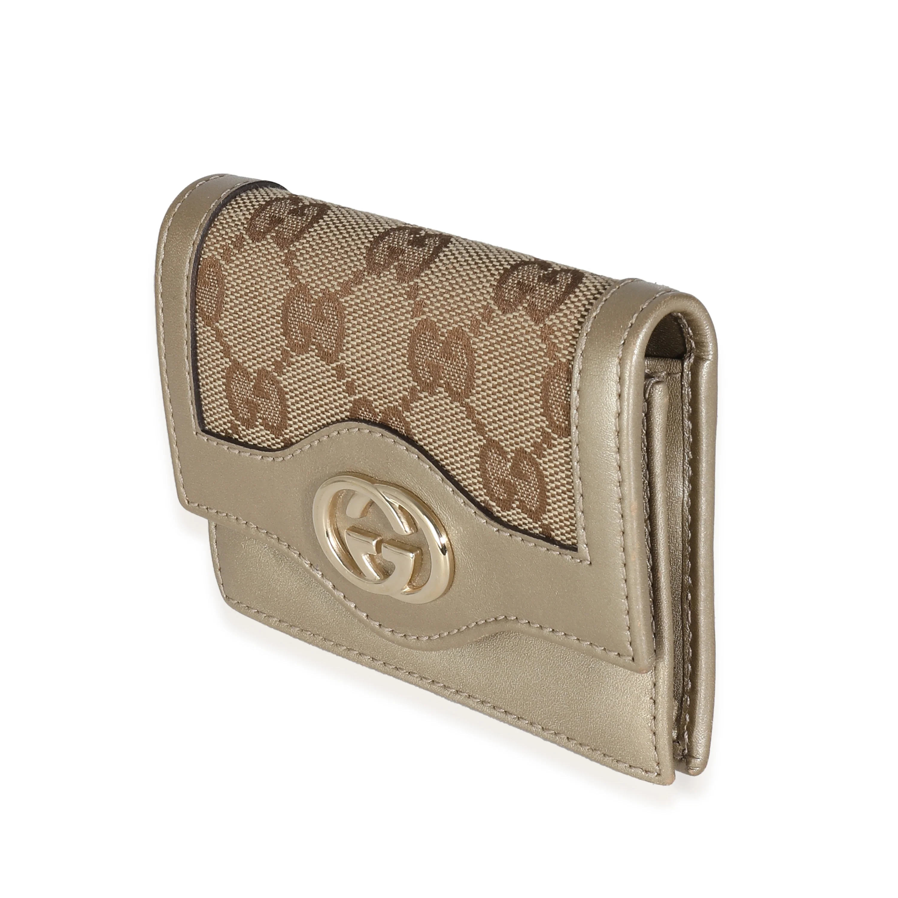 Gucci Gold Beige GG Canvas Sukey Card Case - Image 2